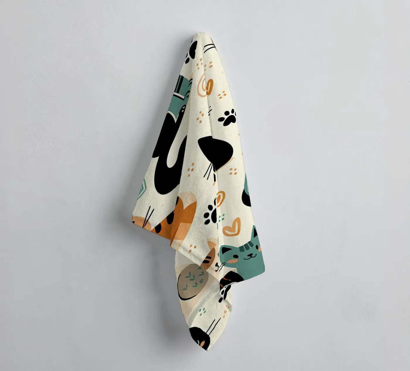Cat Doodle Pattern towel by Happy Littles