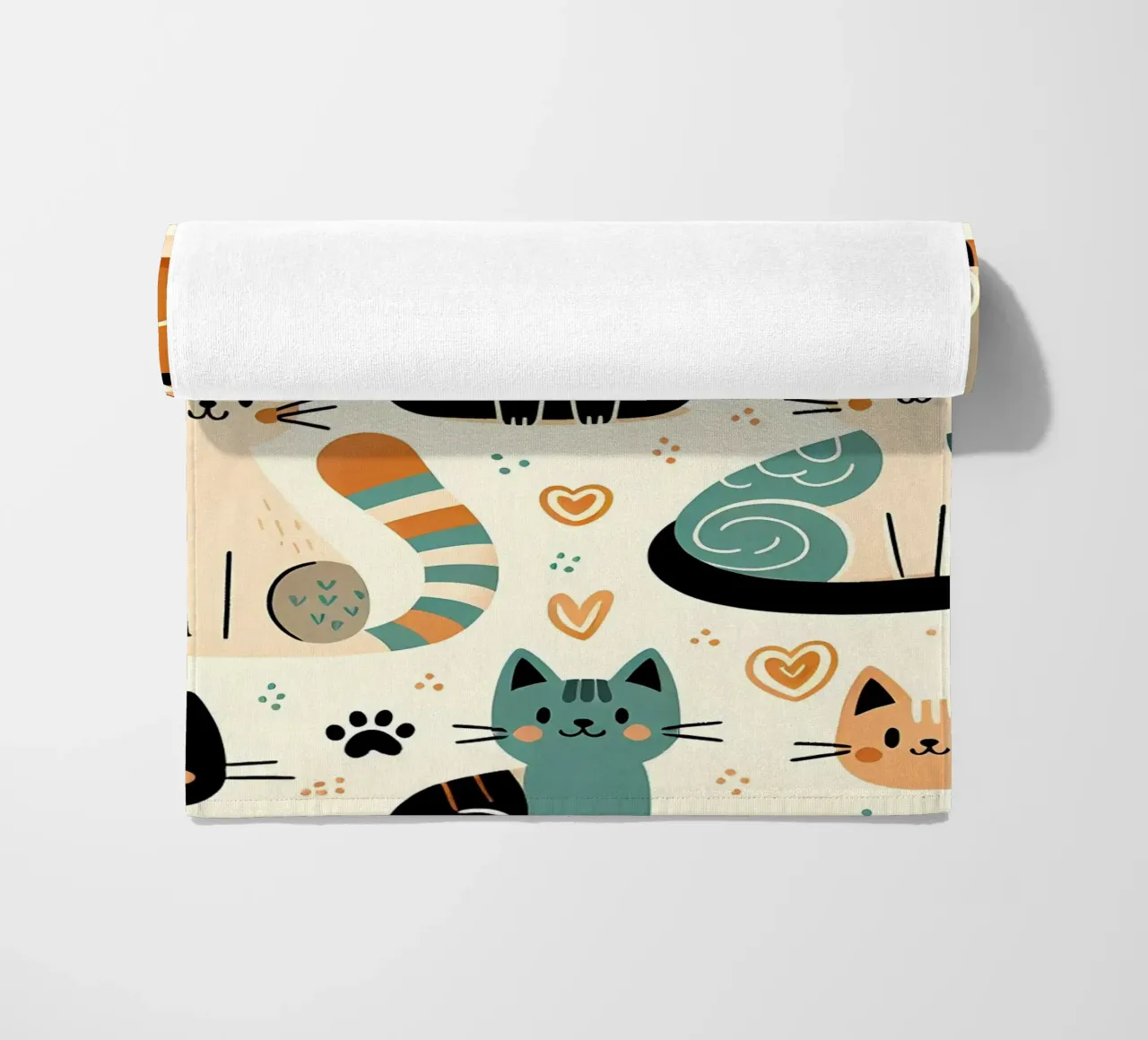 Cat Doodle Pattern beach towel by Happy Littles