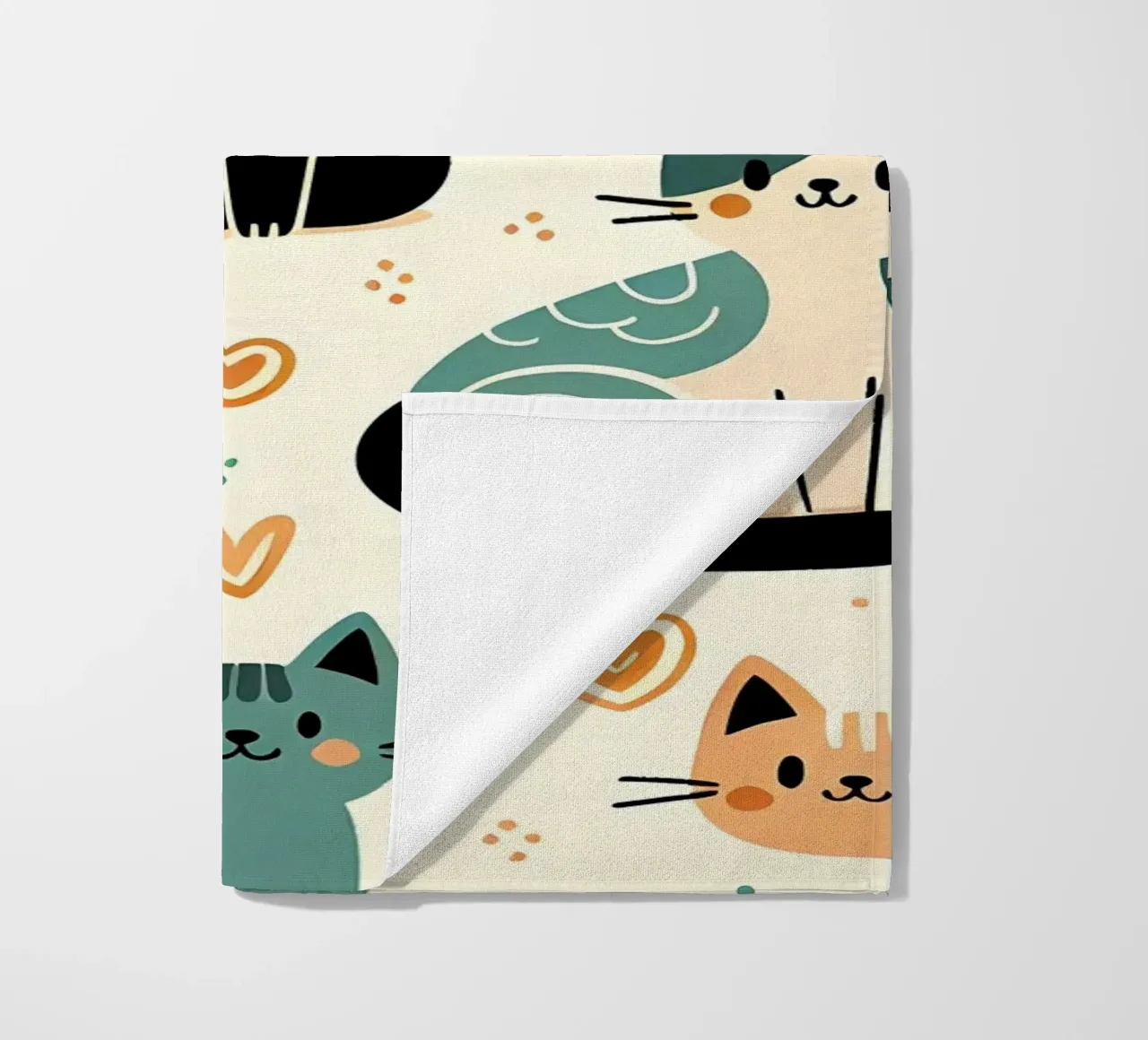 Cat Doodle Pattern beach towel by Happy Littles