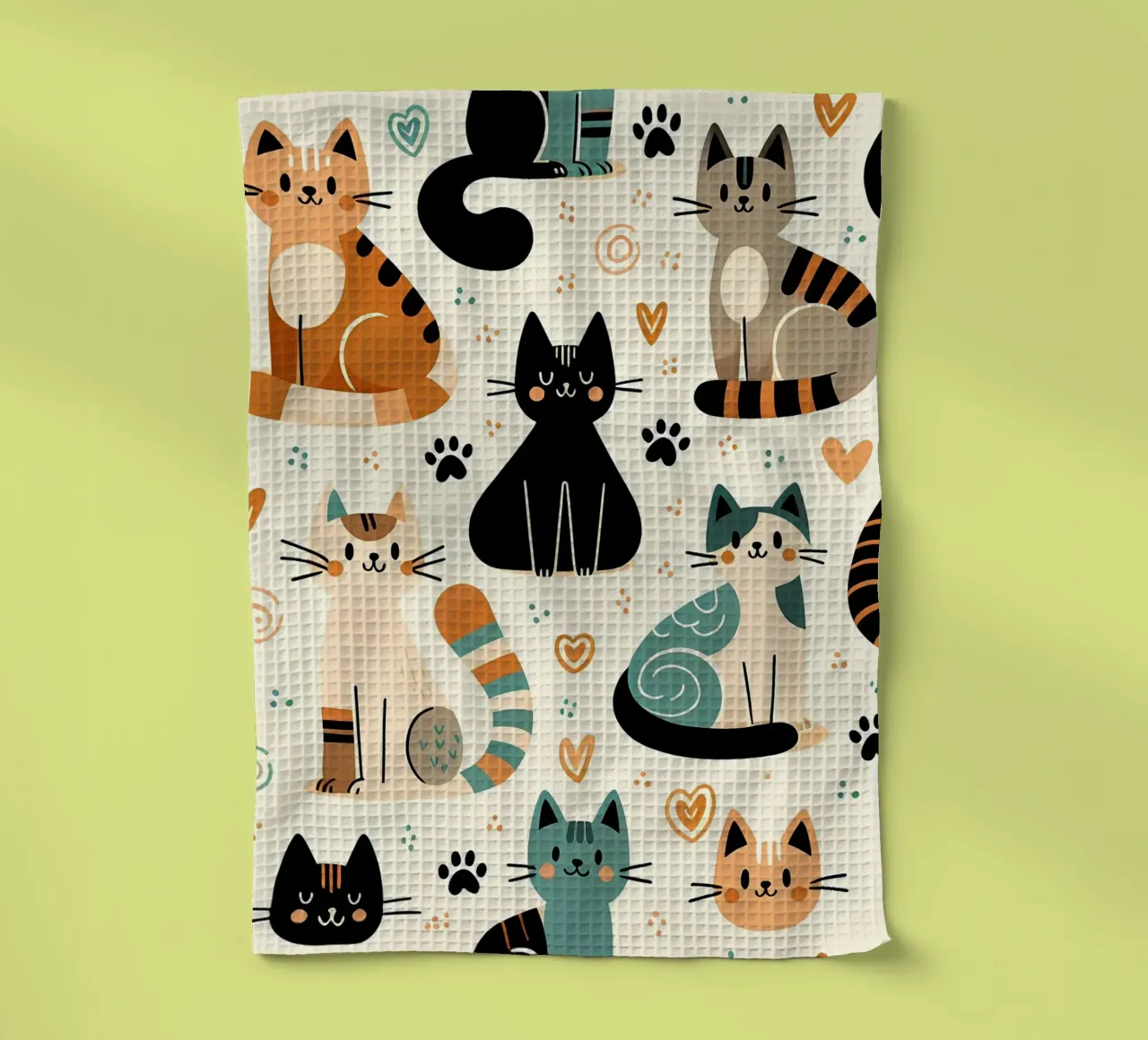 Motif de gribouillis de chat torchon de Happy Littles