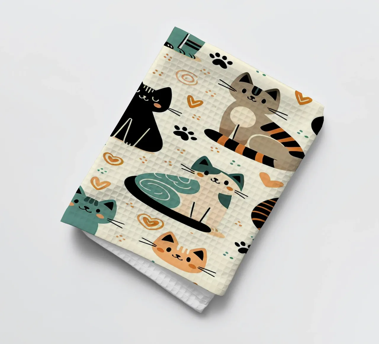 Motif de gribouillis de chat torchon de Happy Littles