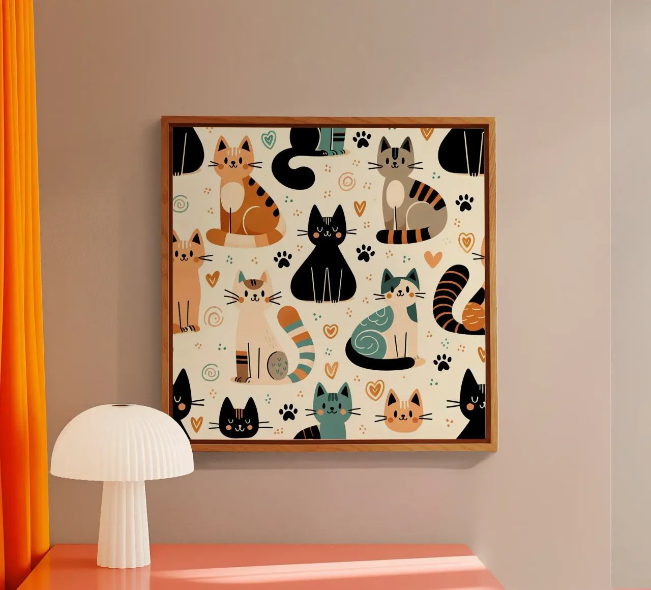 Cat Doodle Pattern acryl van Happy Littles