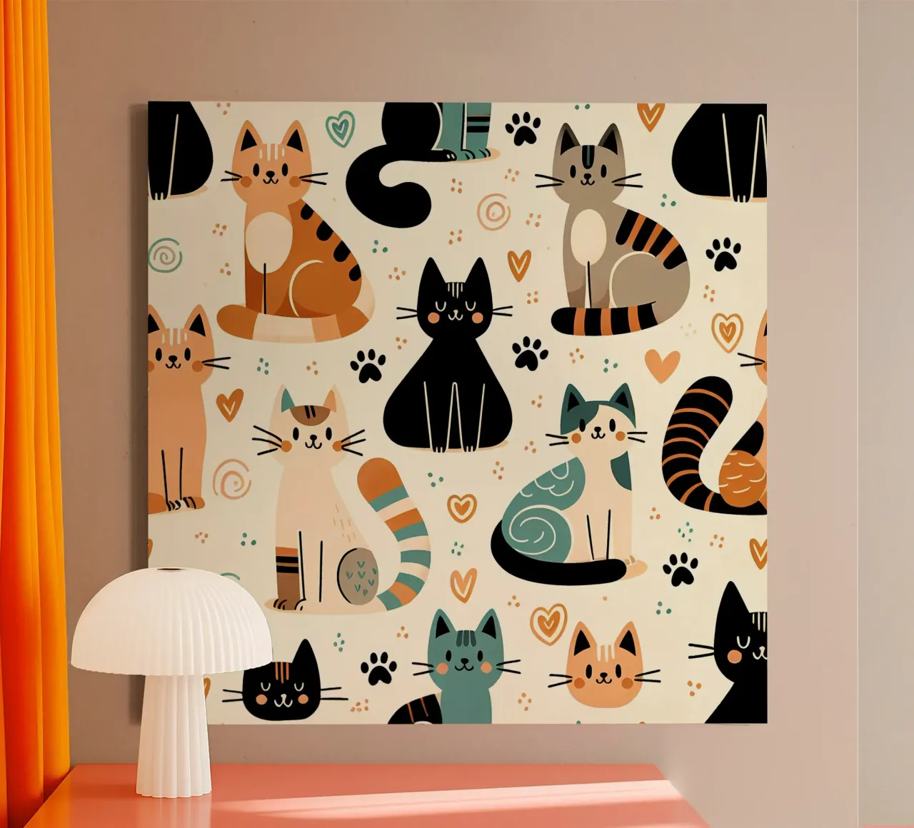 Schema di scarabocchio di gatto tela da Happy Littles