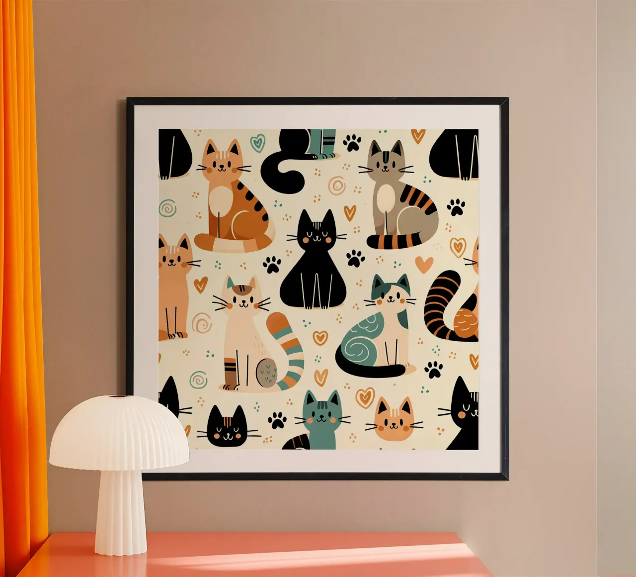 Cat Doodle Pattern poster by Happy Littles