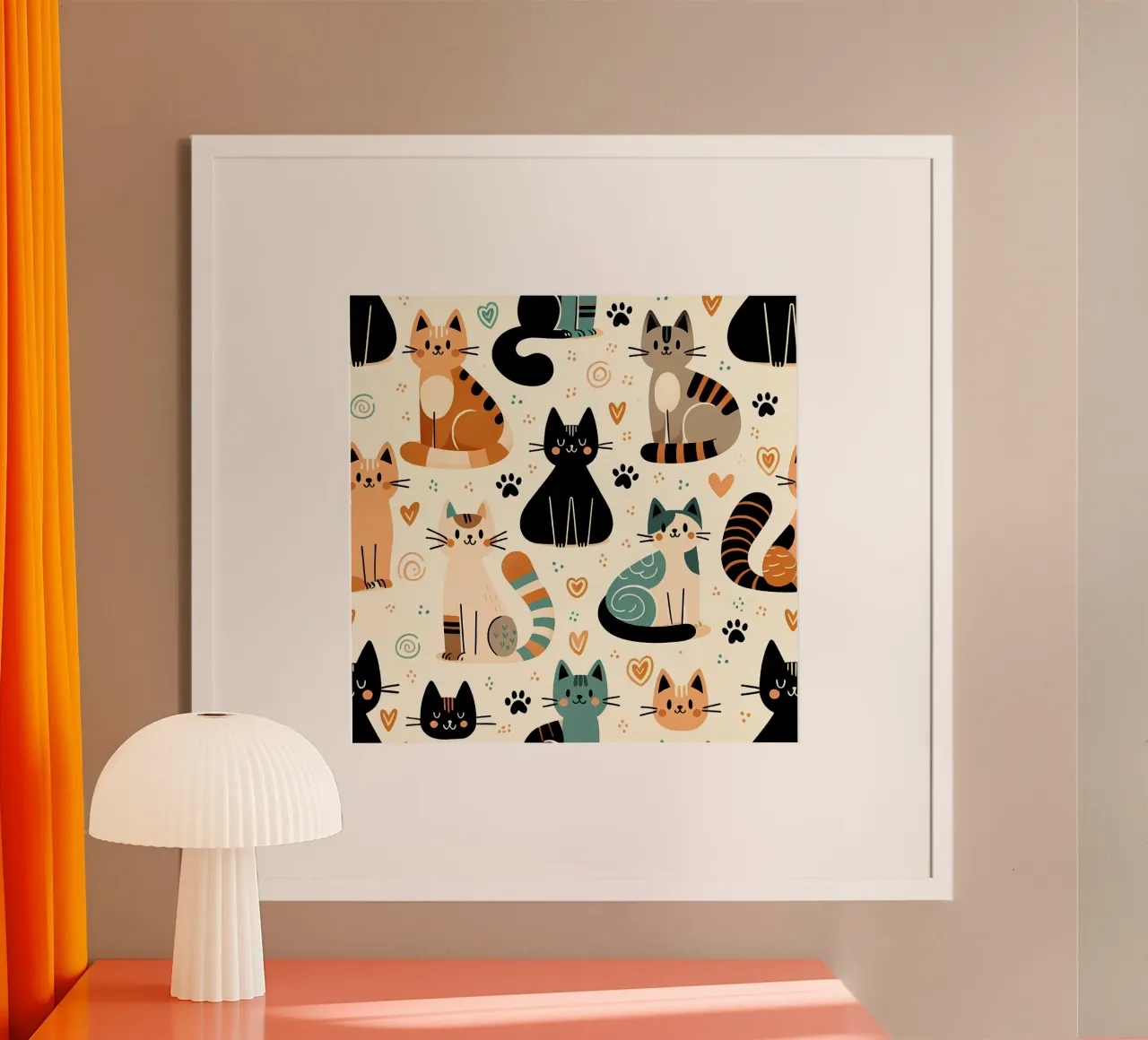 Cat Doodle Pattern poster by Happy Littles