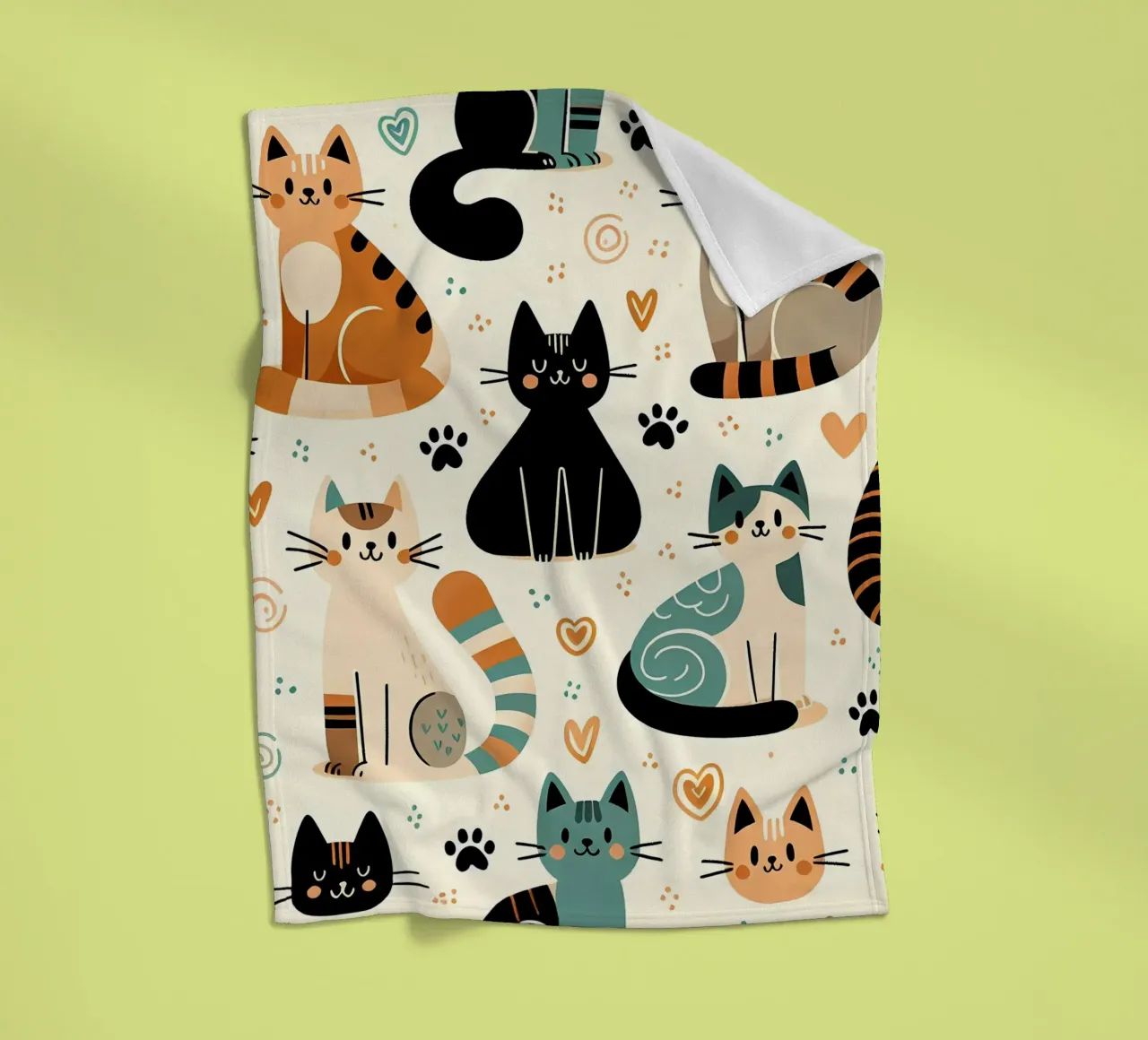 Cat Doodle Pattern Fleecedecke von Happy Littles