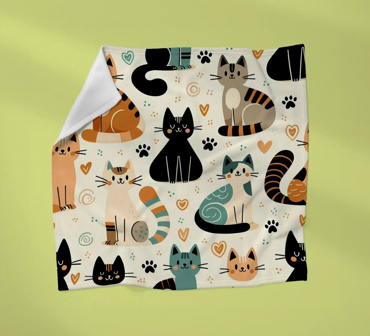 Cat Doodle Pattern Fleecedecke von Happy Littles