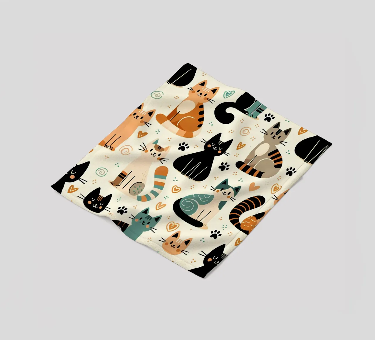 Cat Doodle Pattern Fleecedecke von Happy Littles