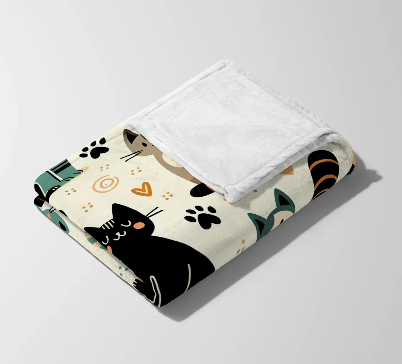 Cat Doodle Pattern Fleecedecke von Happy Littles