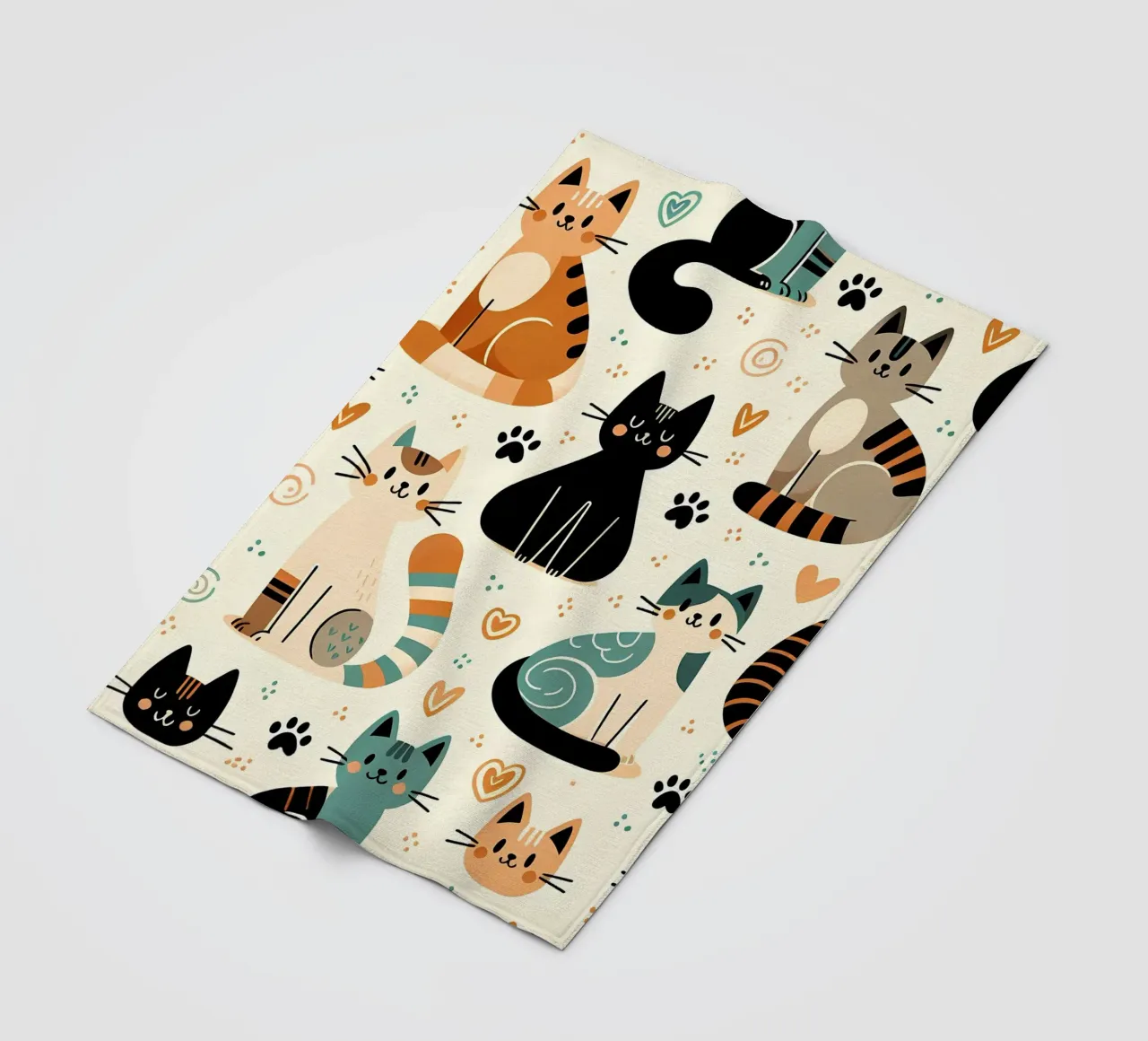 Cat Doodle Pattern Fleecedecke von Happy Littles