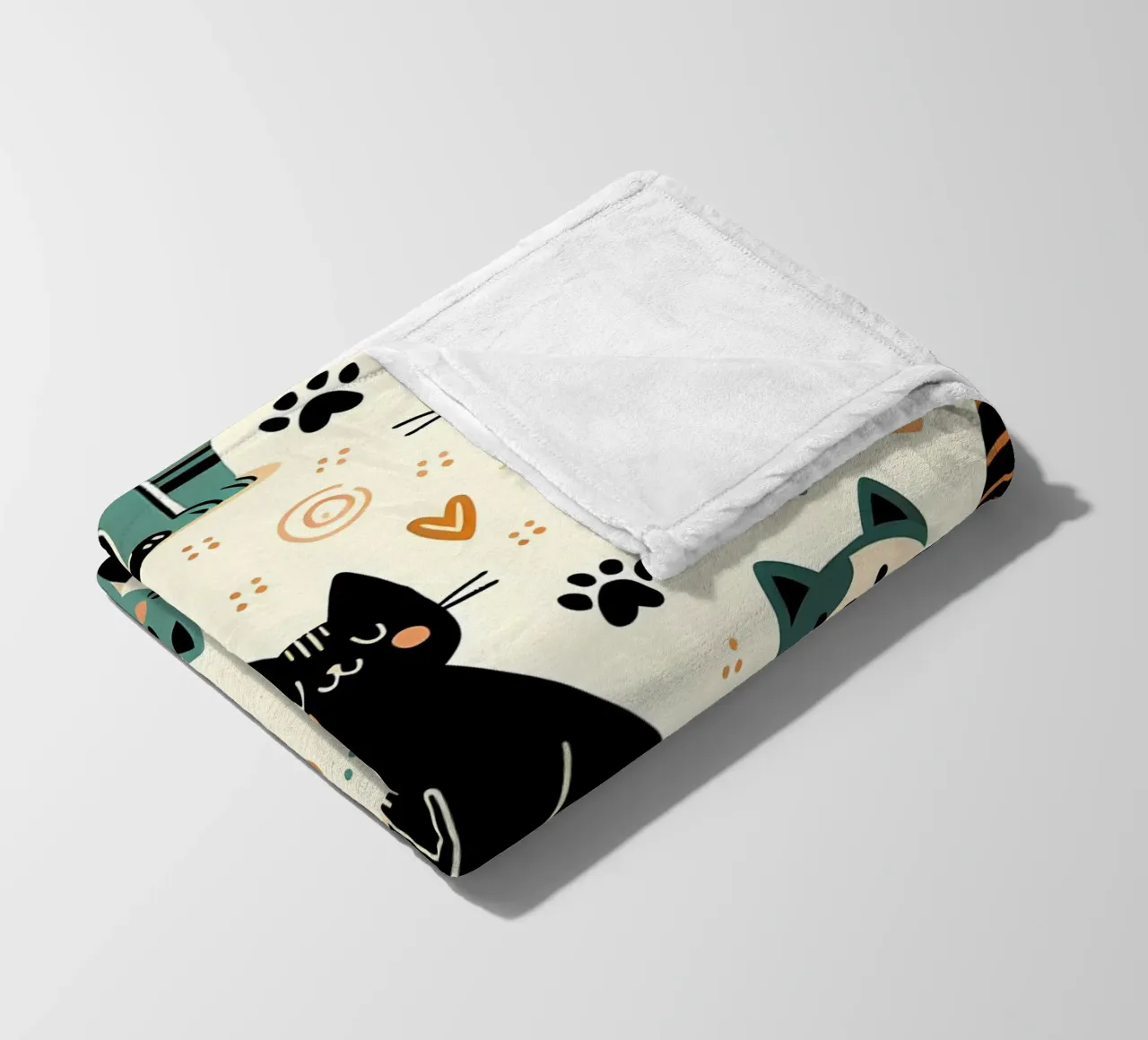 Cat Doodle Pattern Fleecedecke von Happy Littles