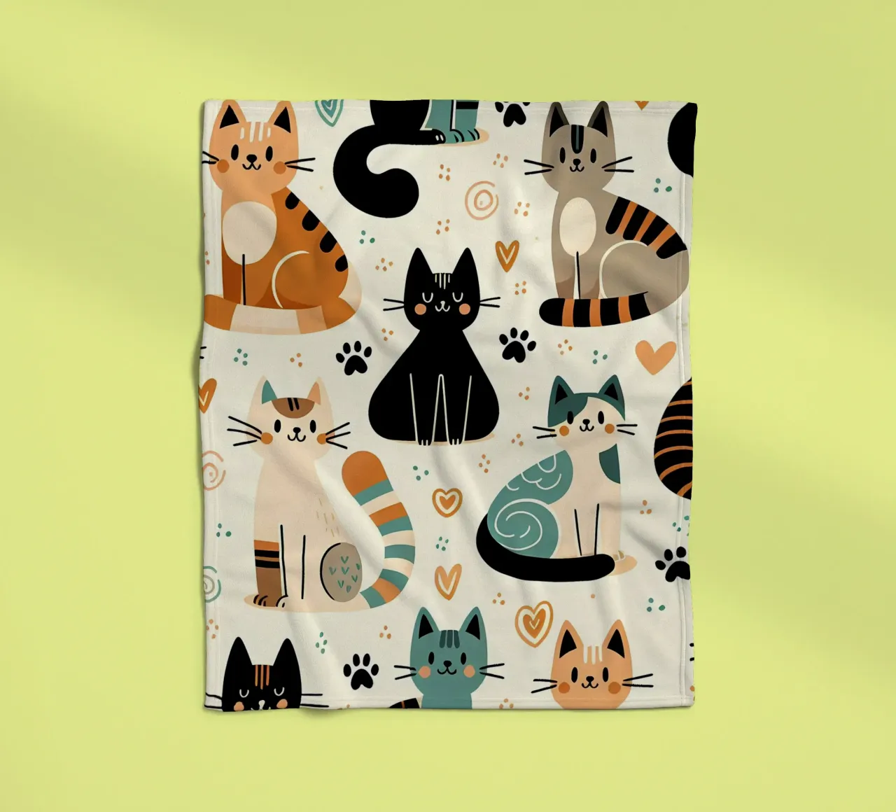 Cat Doodle Pattern Fleecedecke von Happy Littles