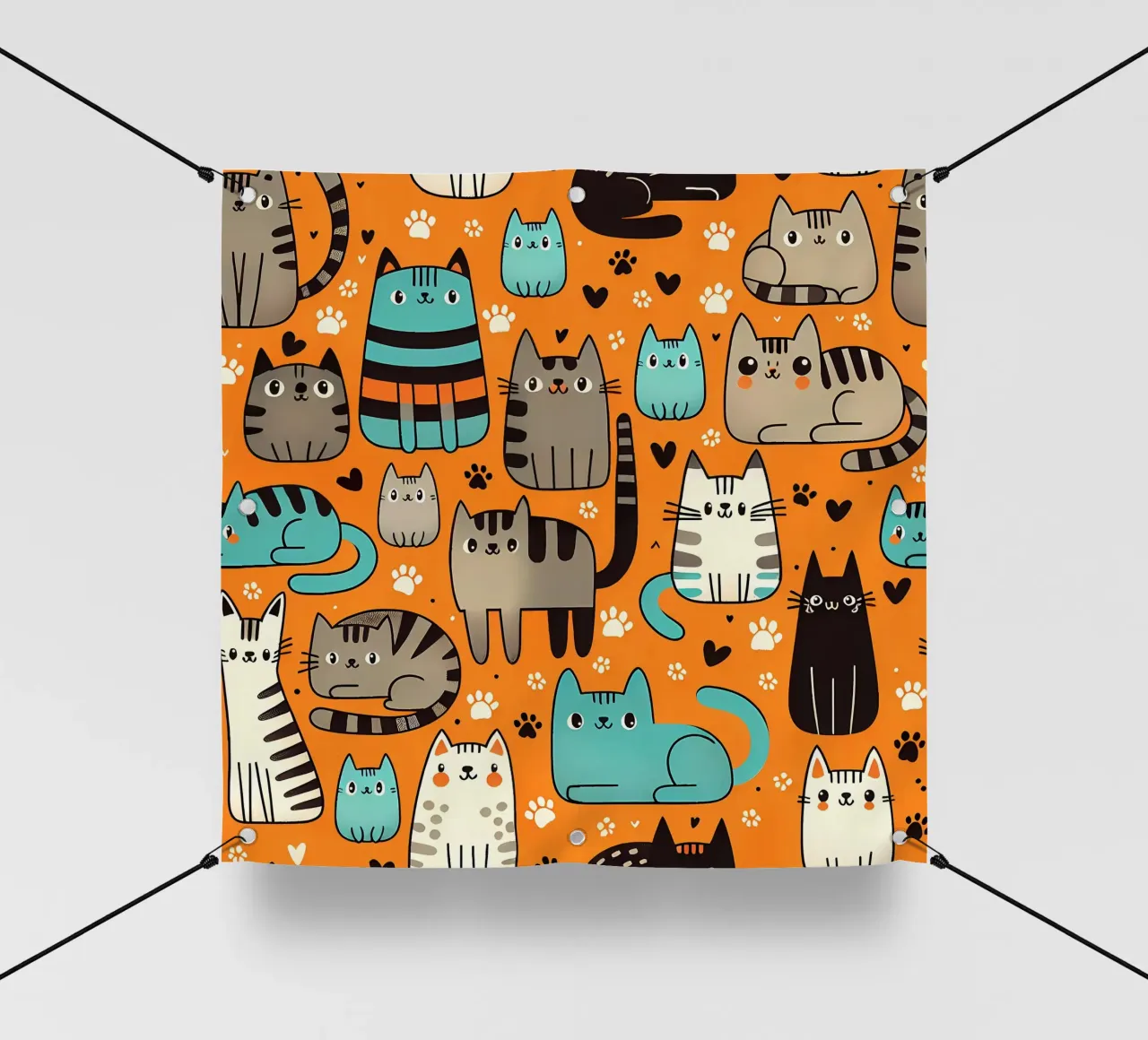 Schema di scarabocchio di gatto telo in pvc da Happy Littles