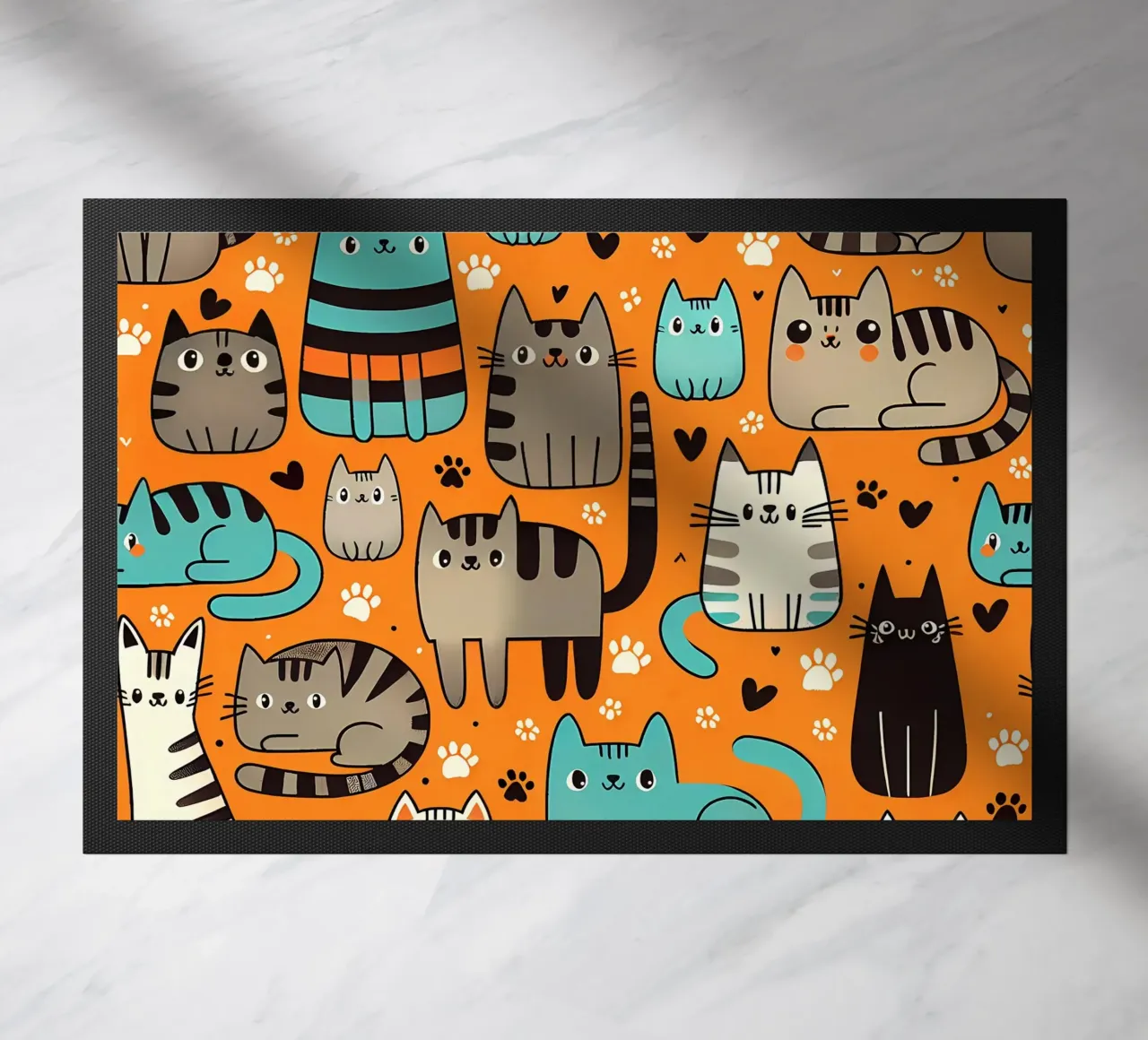 Cat Doodle Pattern doormat by Happy Littles