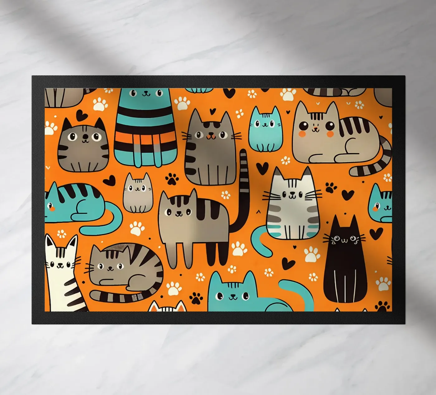 Katze Doodle-Muster Fußmatte von Happy Littles