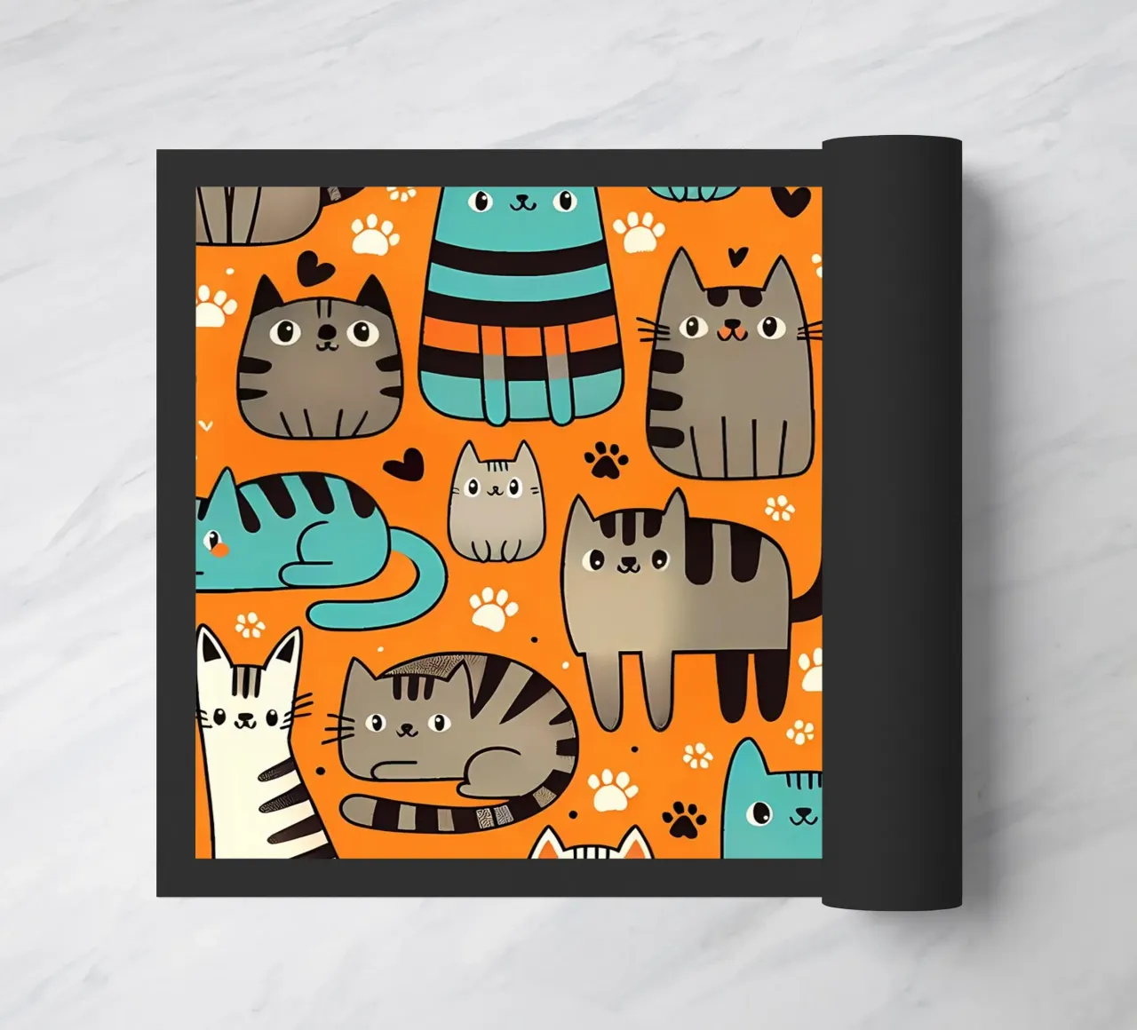 Cat Doodle Pattern doormat by Happy Littles