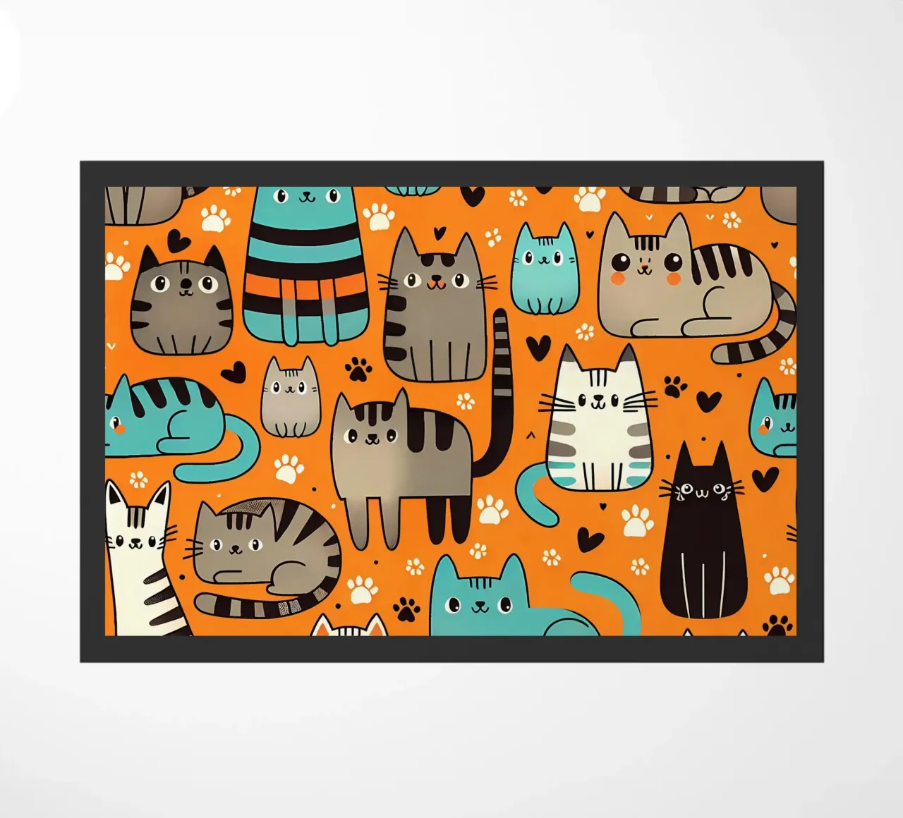 Cat Doodle Pattern doormat by Happy Littles