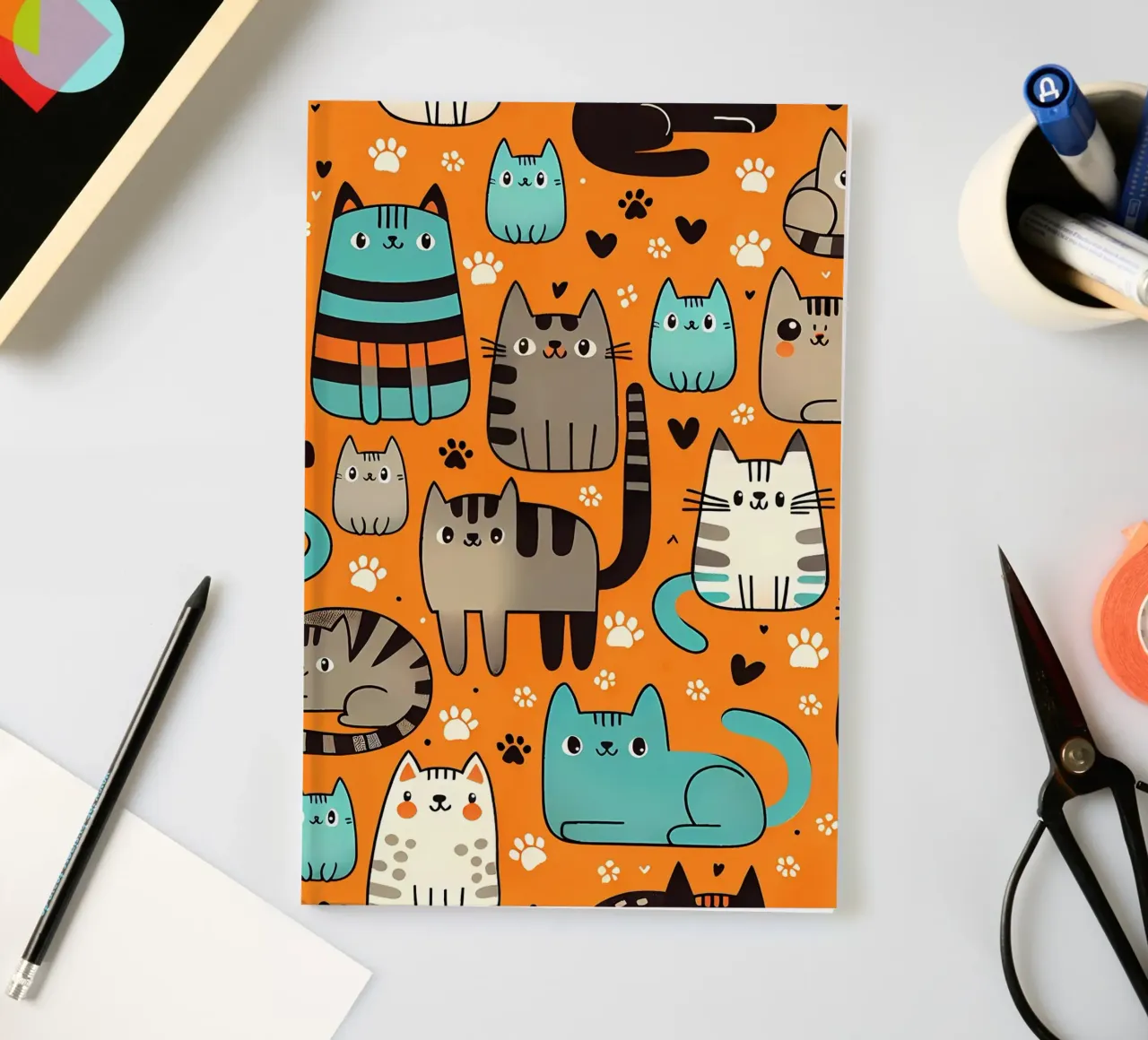 Cat Doodle Pattern notebook by Happy Littles