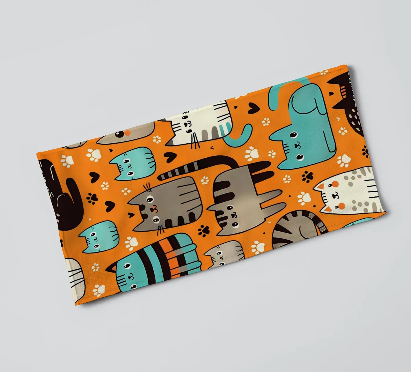 Cat Doodle Pattern towel by Happy Littles