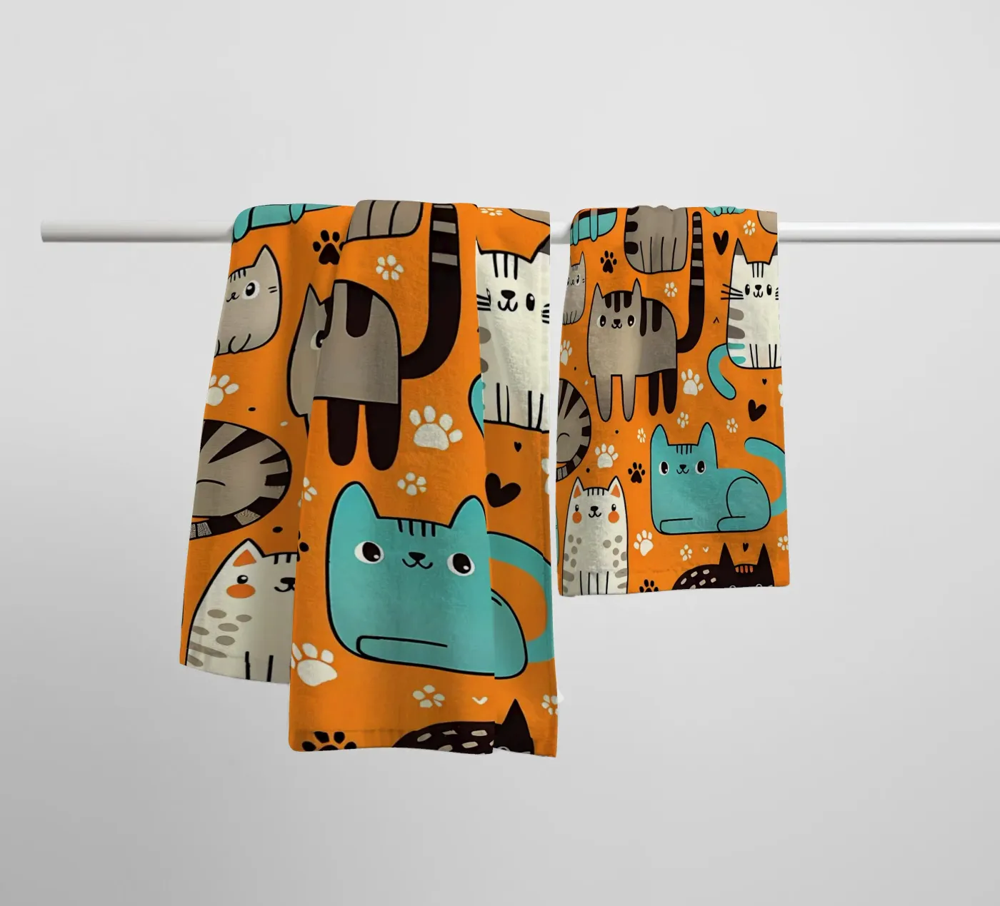 Cat Doodle Pattern towel by Happy Littles