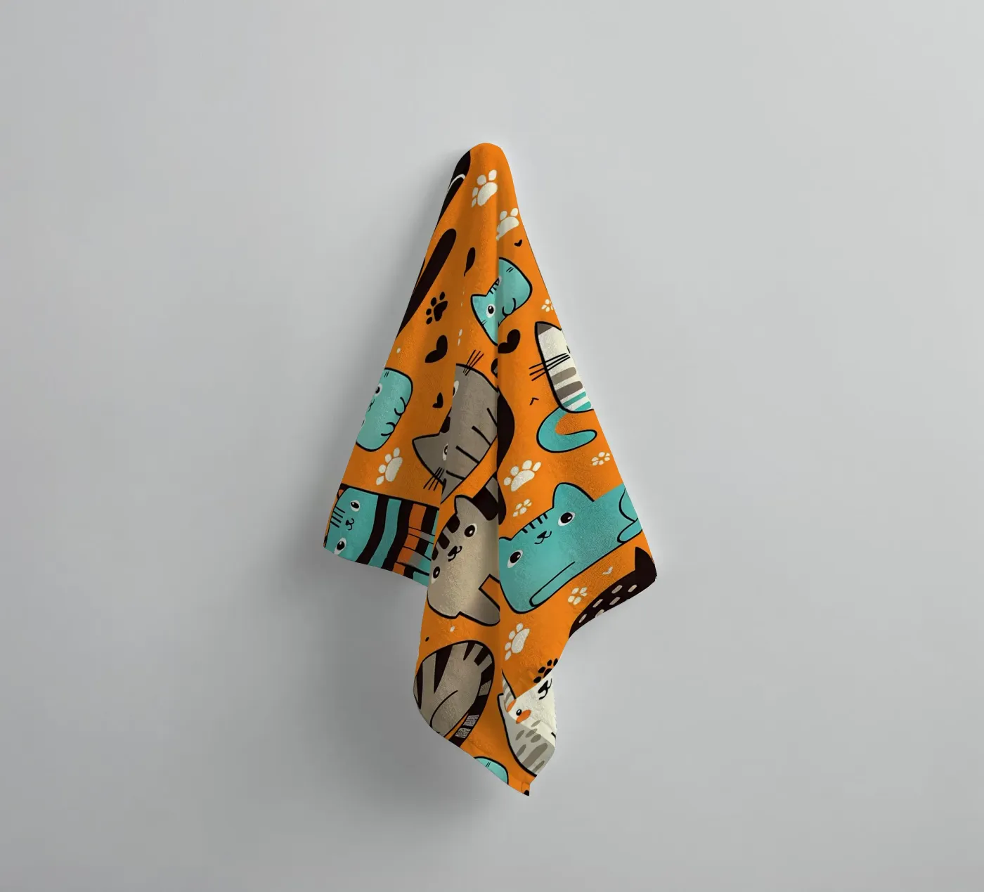 Cat Doodle Pattern towel by Happy Littles