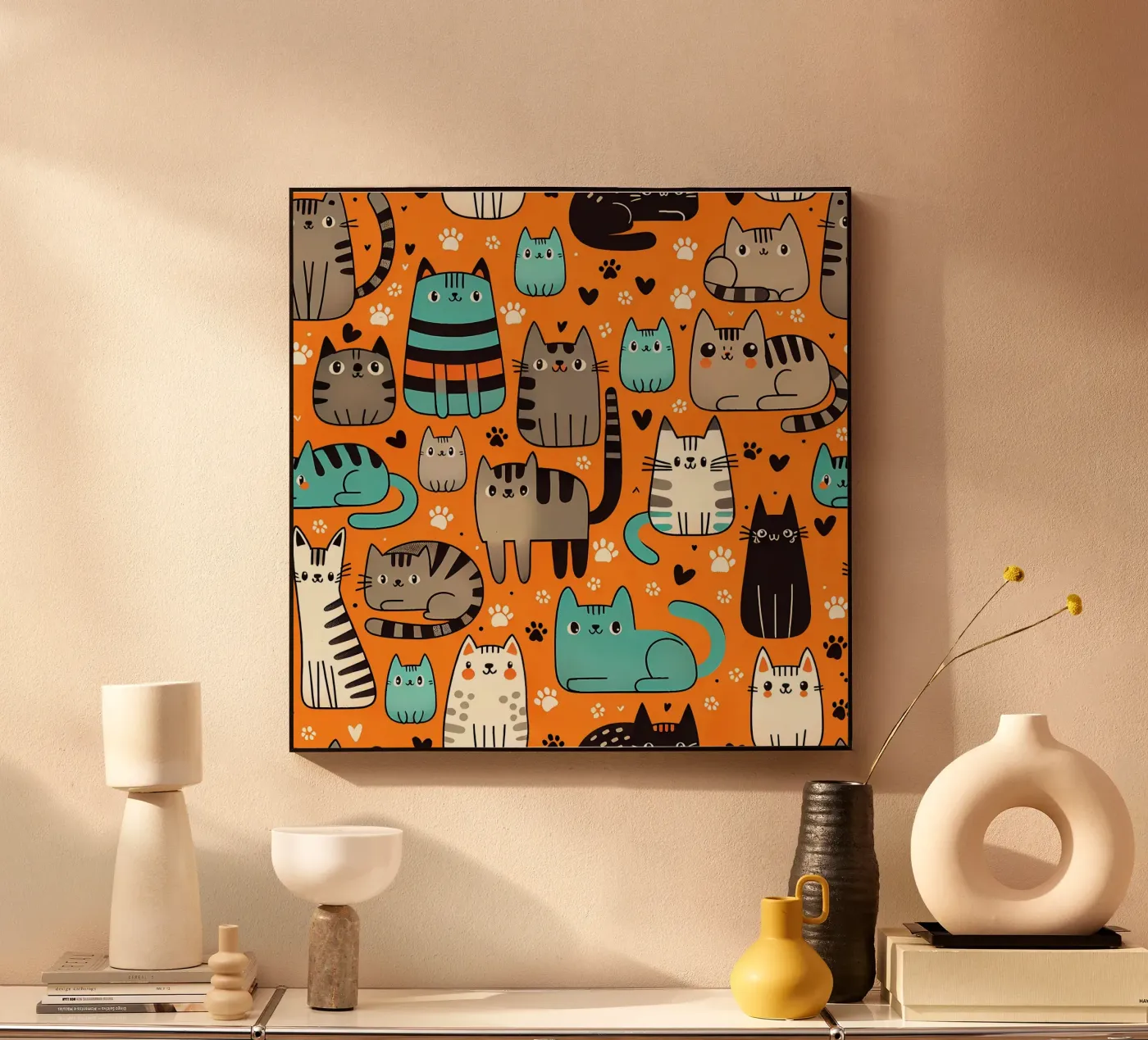 Cat Doodle Pattern panneau forex de Happy Littles