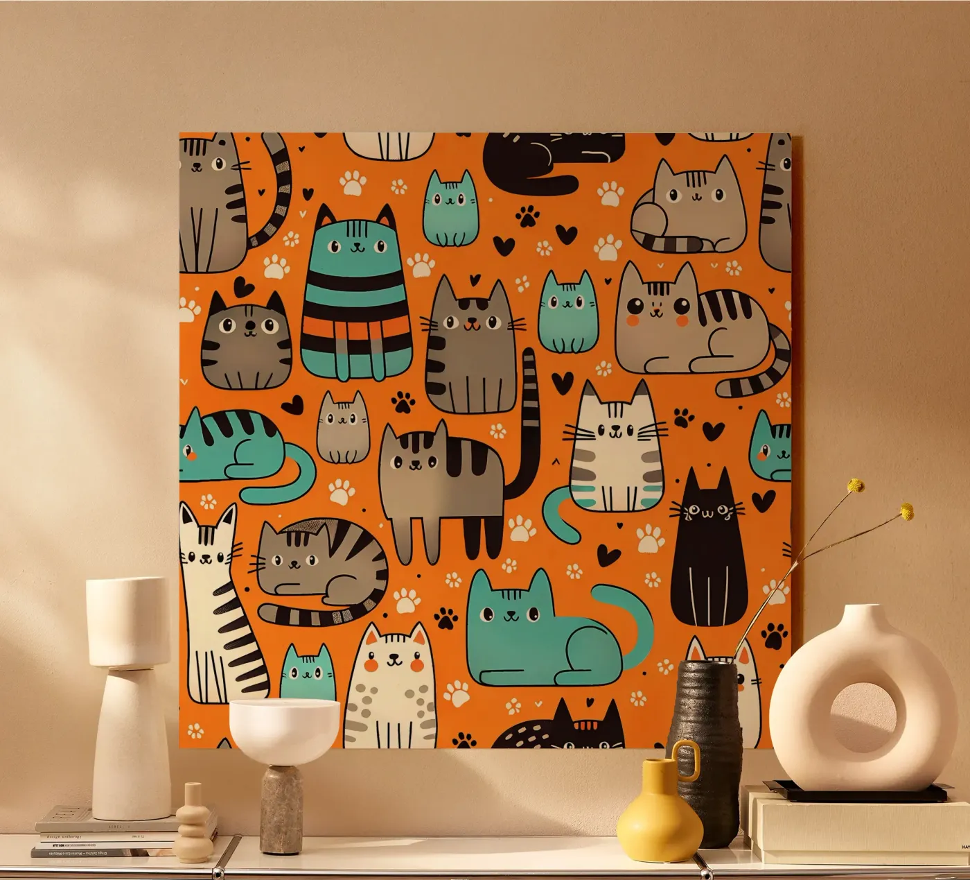 Cat Doodle Pattern panneau forex de Happy Littles