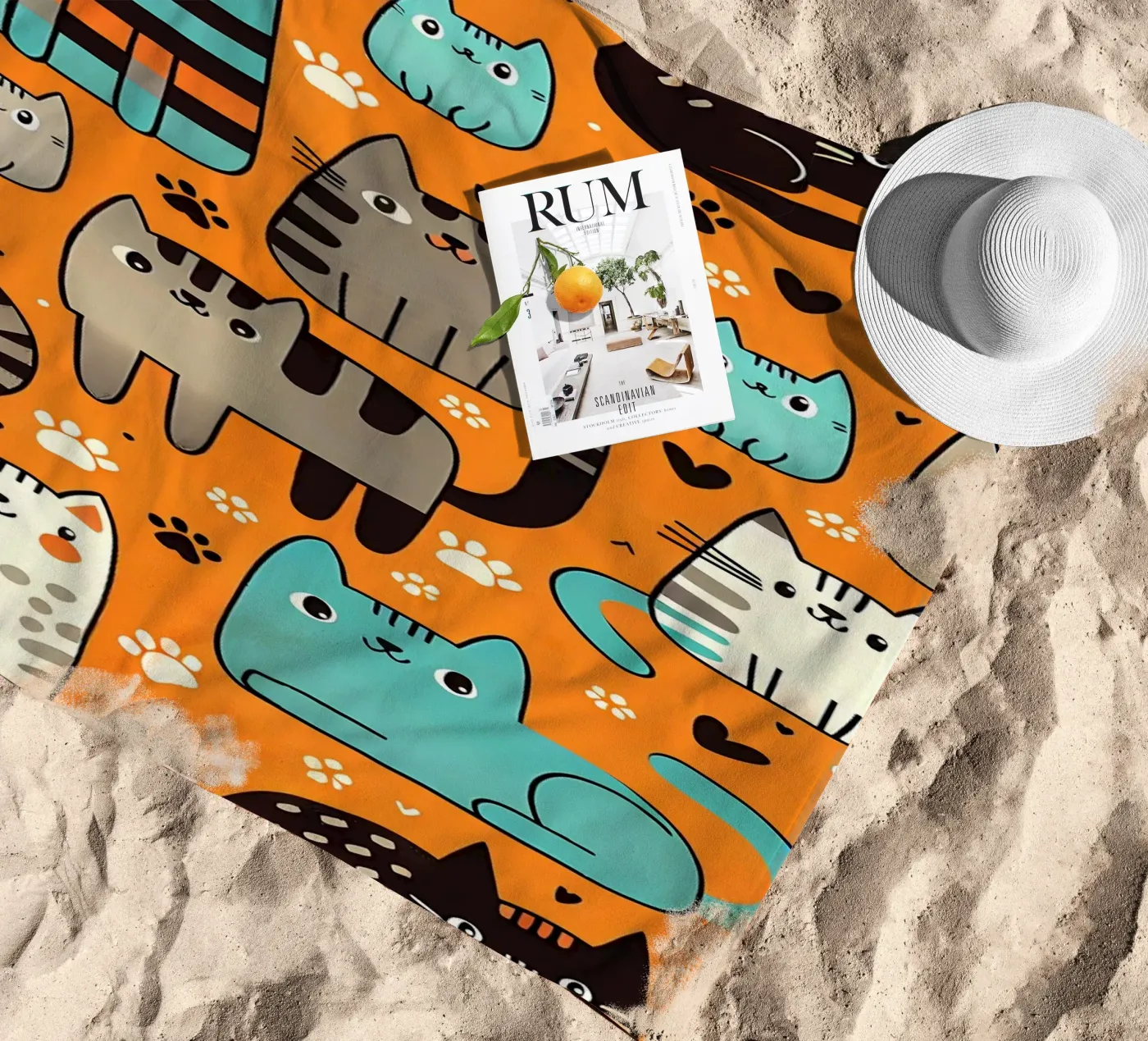 Cat Doodle Pattern Strandtuch von Happy Littles