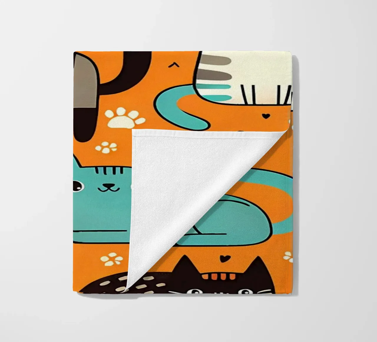 Cat Doodle Pattern strandhanddoek van Happy Littles