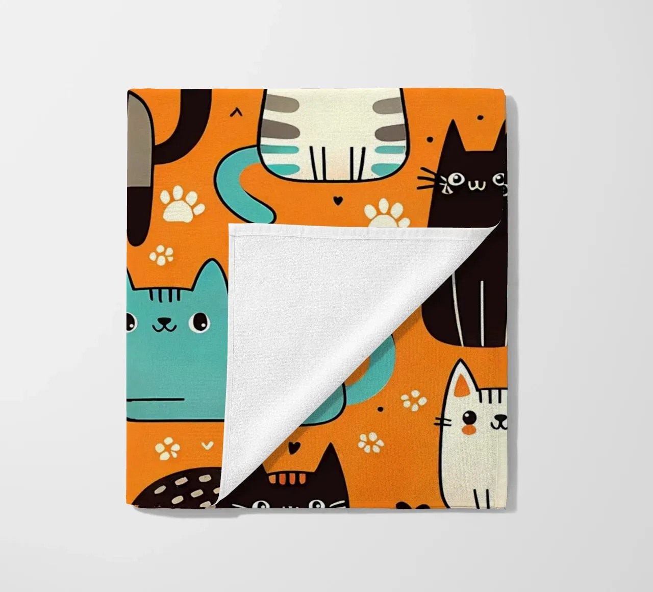 Cat Doodle Pattern strandhanddoek van Happy Littles