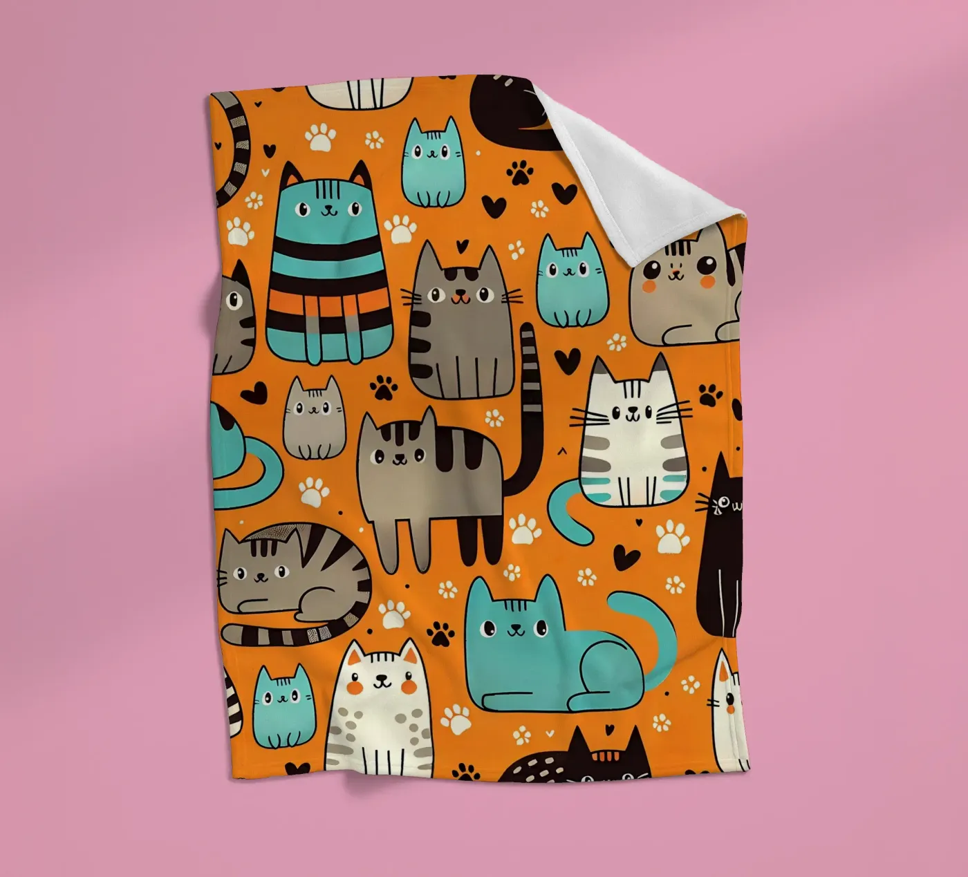 Cat Doodle Pattern Fleecedecke von Happy Littles