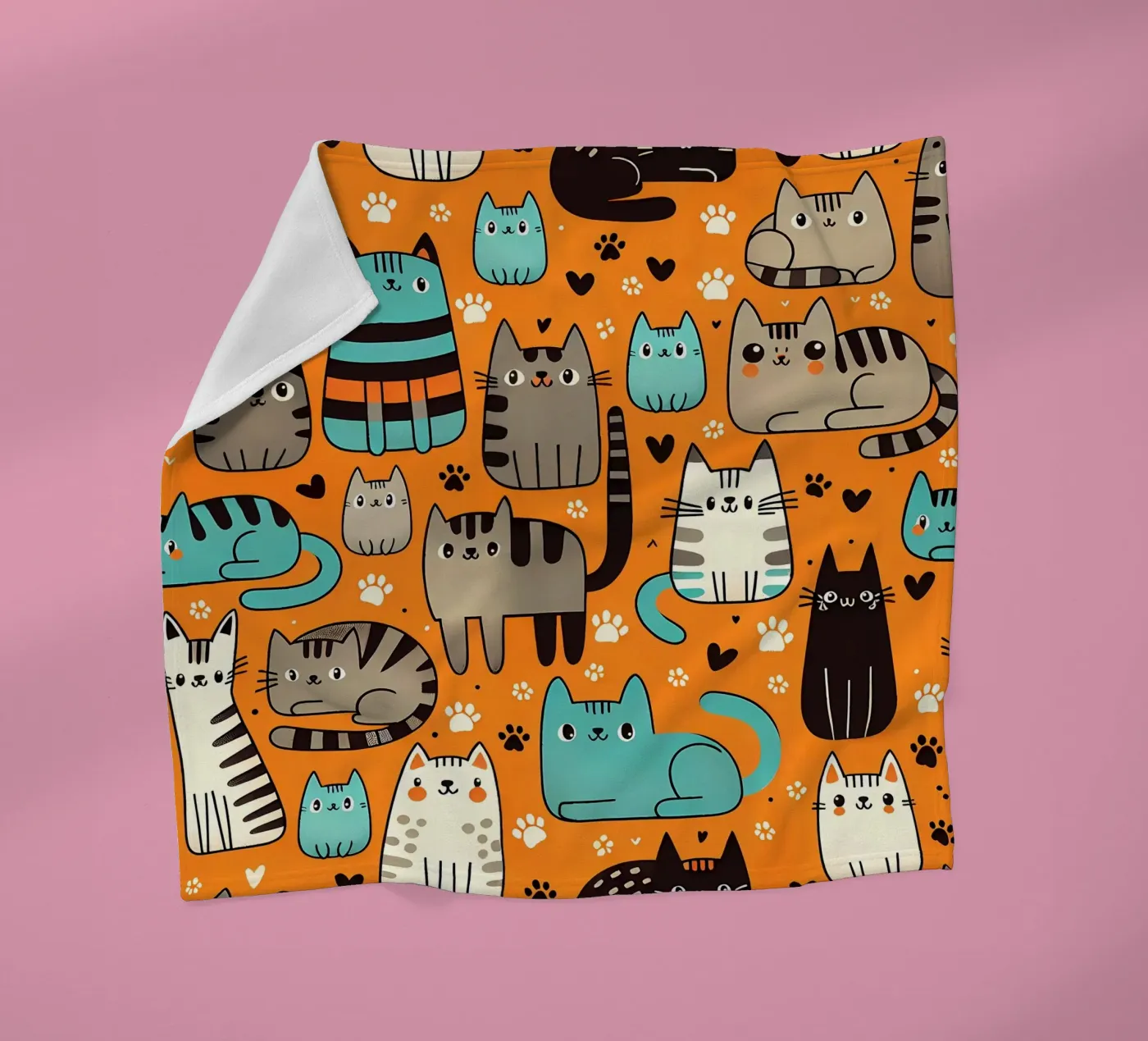 Cat Doodle Pattern Fleecedecke von Happy Littles