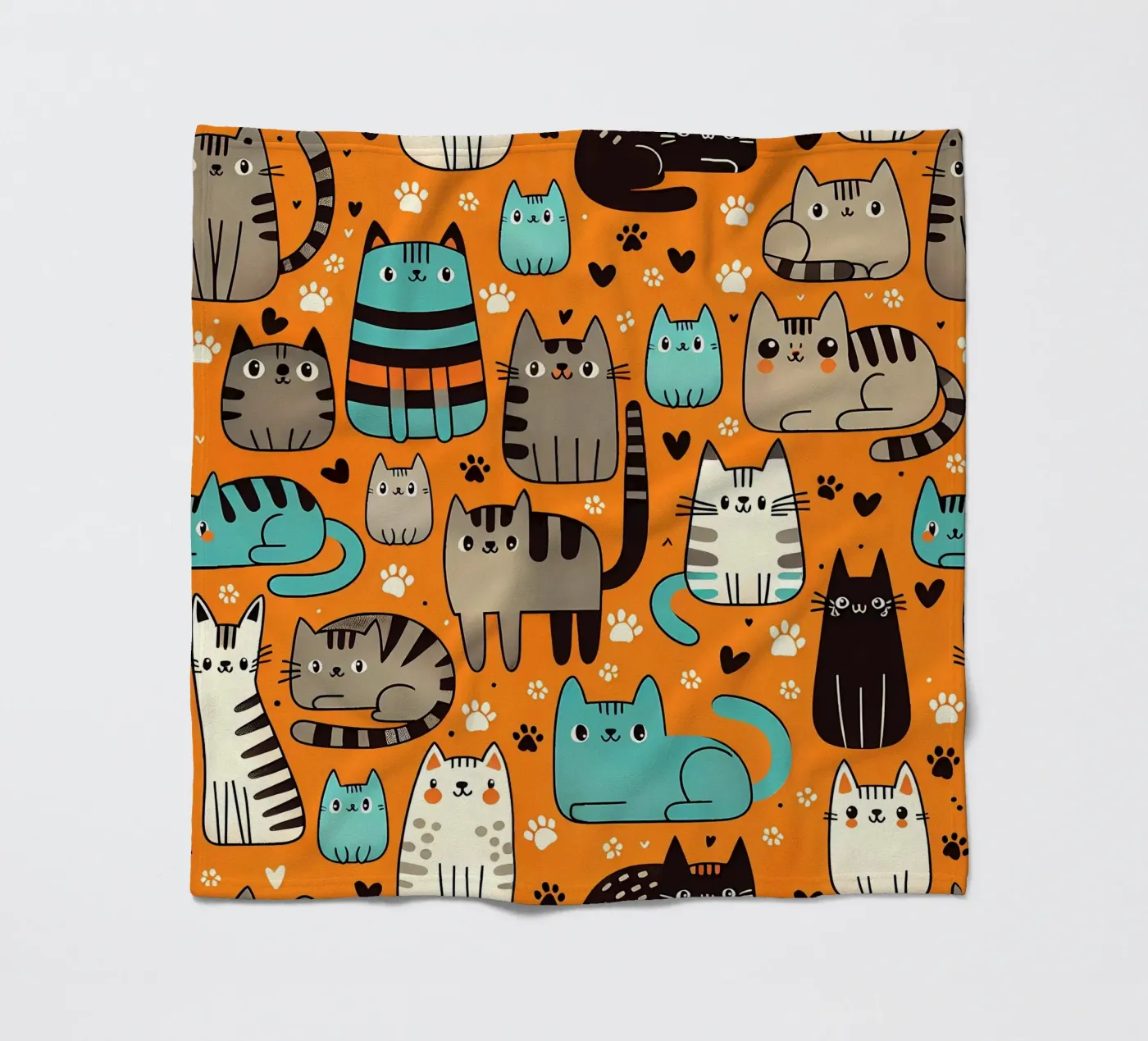 Cat Doodle Pattern Fleecedecke von Happy Littles