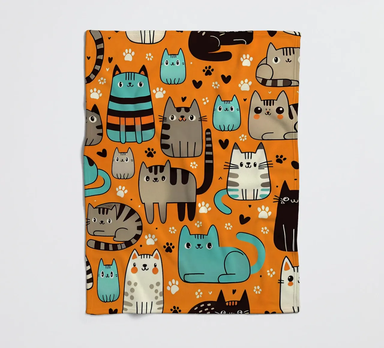 Cat Doodle Pattern fleecedeken van Happy Littles