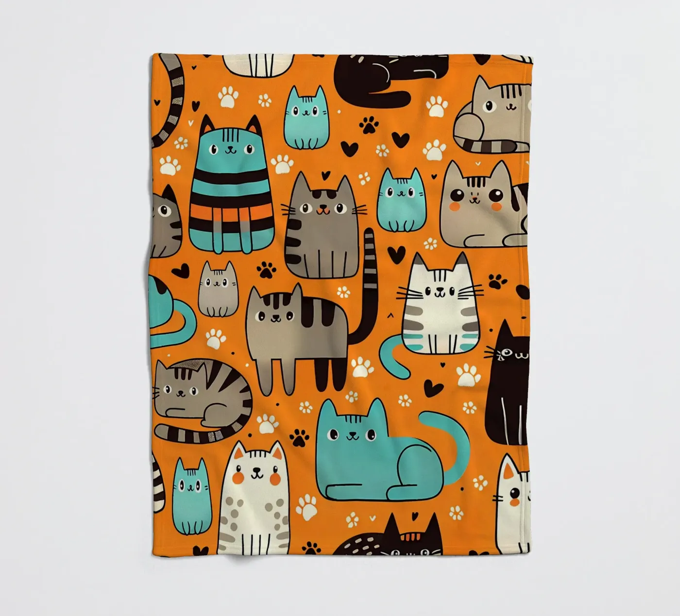 Cat Doodle Pattern Fleecedecke von Happy Littles