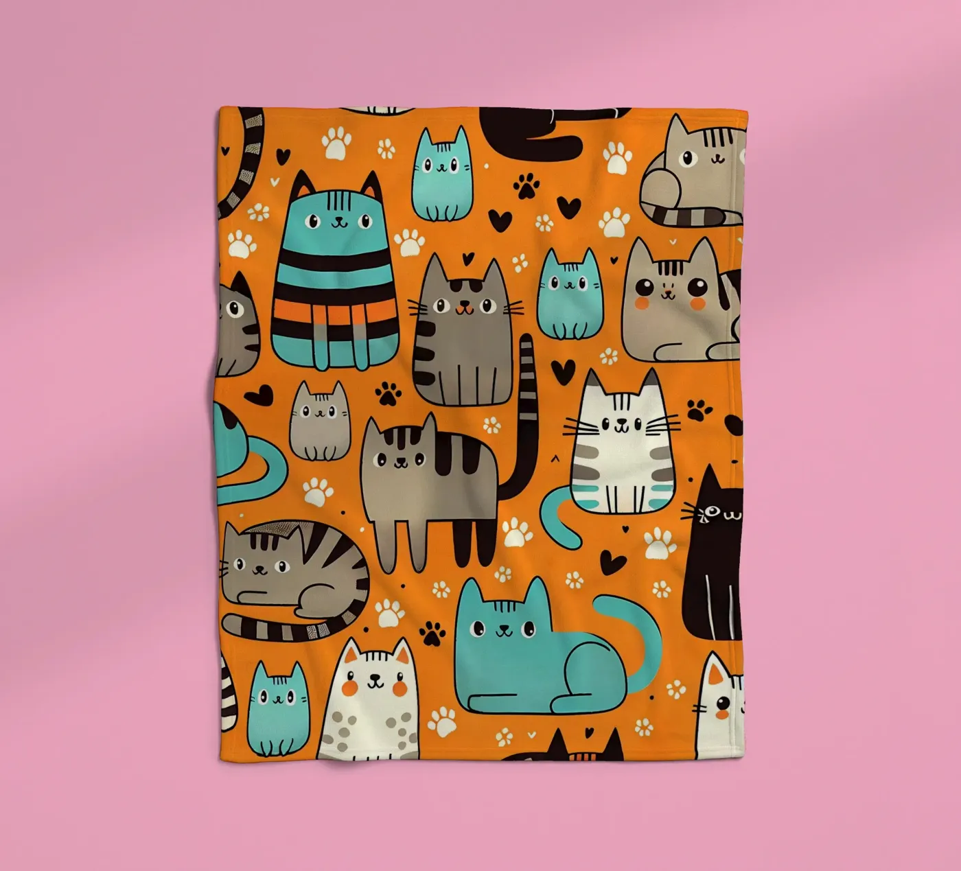 Cat Doodle Pattern Fleecedecke von Happy Littles