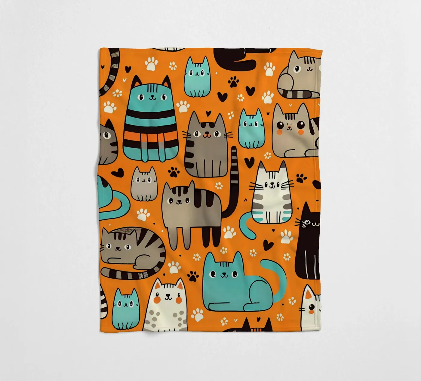 Cat Doodle Pattern Fleecedecke von Happy Littles