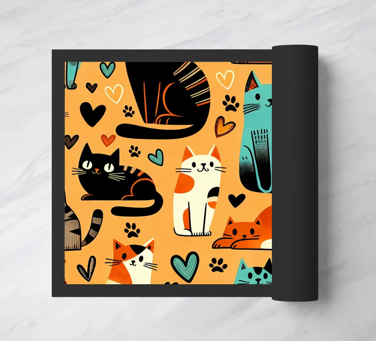 Cat Doodle Pattern doormat by Happy Littles