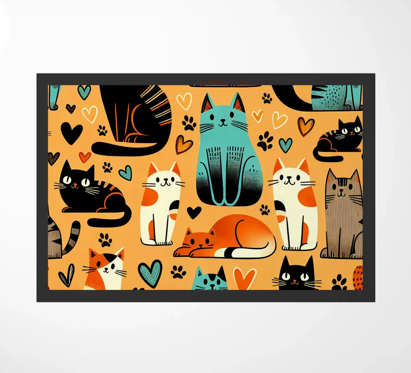 Cat Doodle Pattern deurmat van Happy Littles