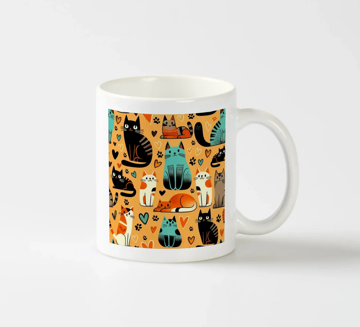 Cat Doodle Pattern ceramic mug by Happy Littles