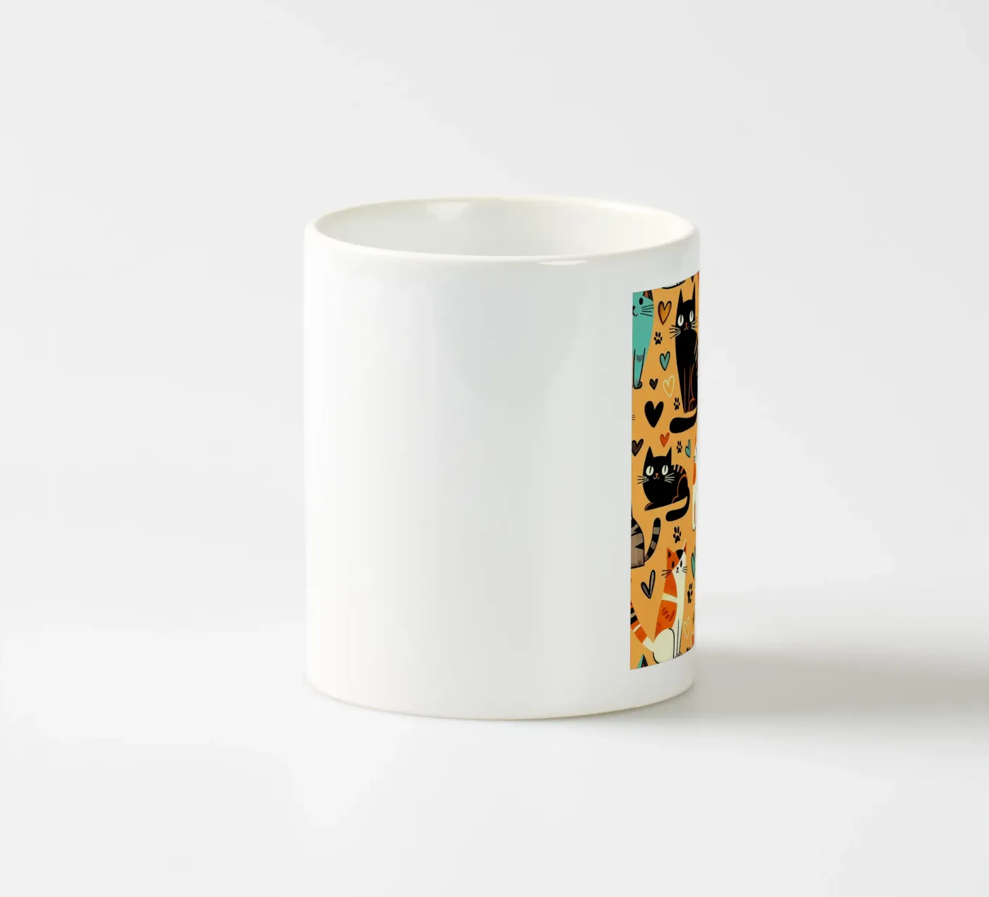 Cat Doodle Pattern ceramic mug by Happy Littles