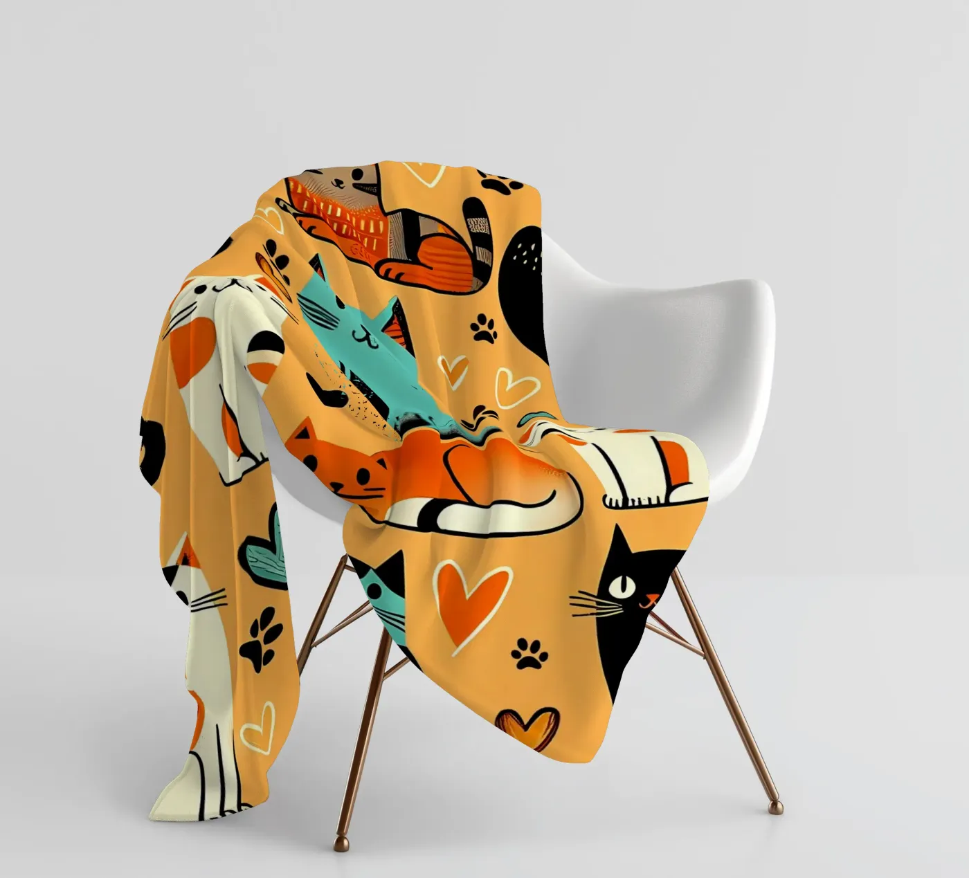 Cat Doodle Pattern fleecedeken van Happy Littles