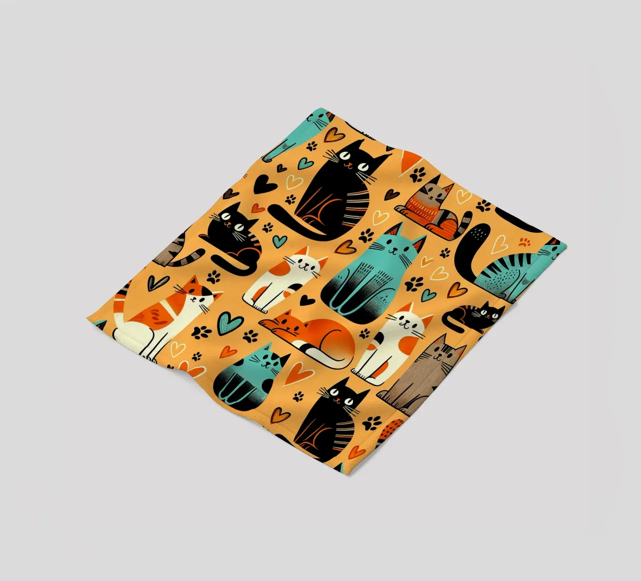 Katze Doodle-Muster Fleecedecke von Happy Littles