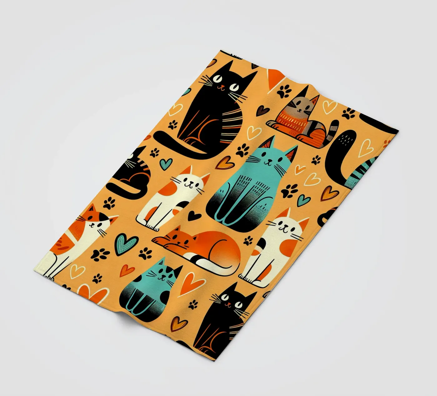 Cat Doodle Pattern fleecedeken van Happy Littles