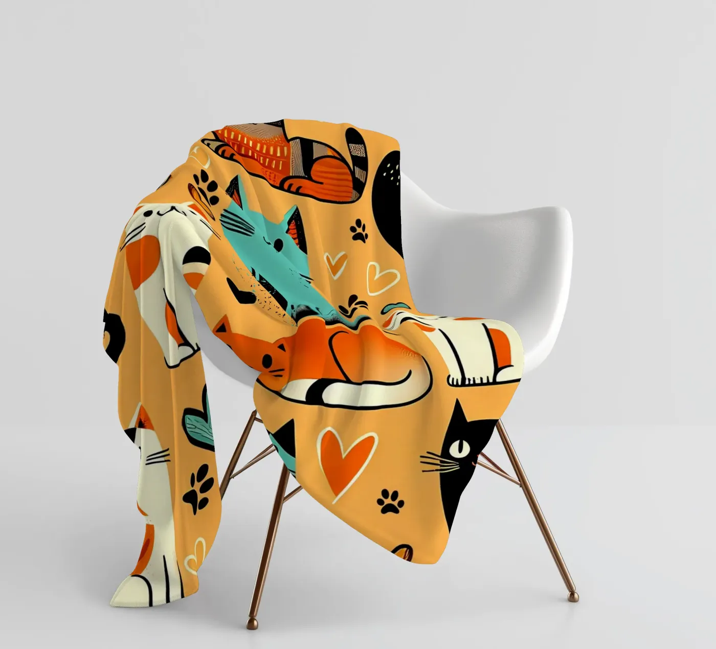 Cat Doodle Pattern fleecedeken van Happy Littles