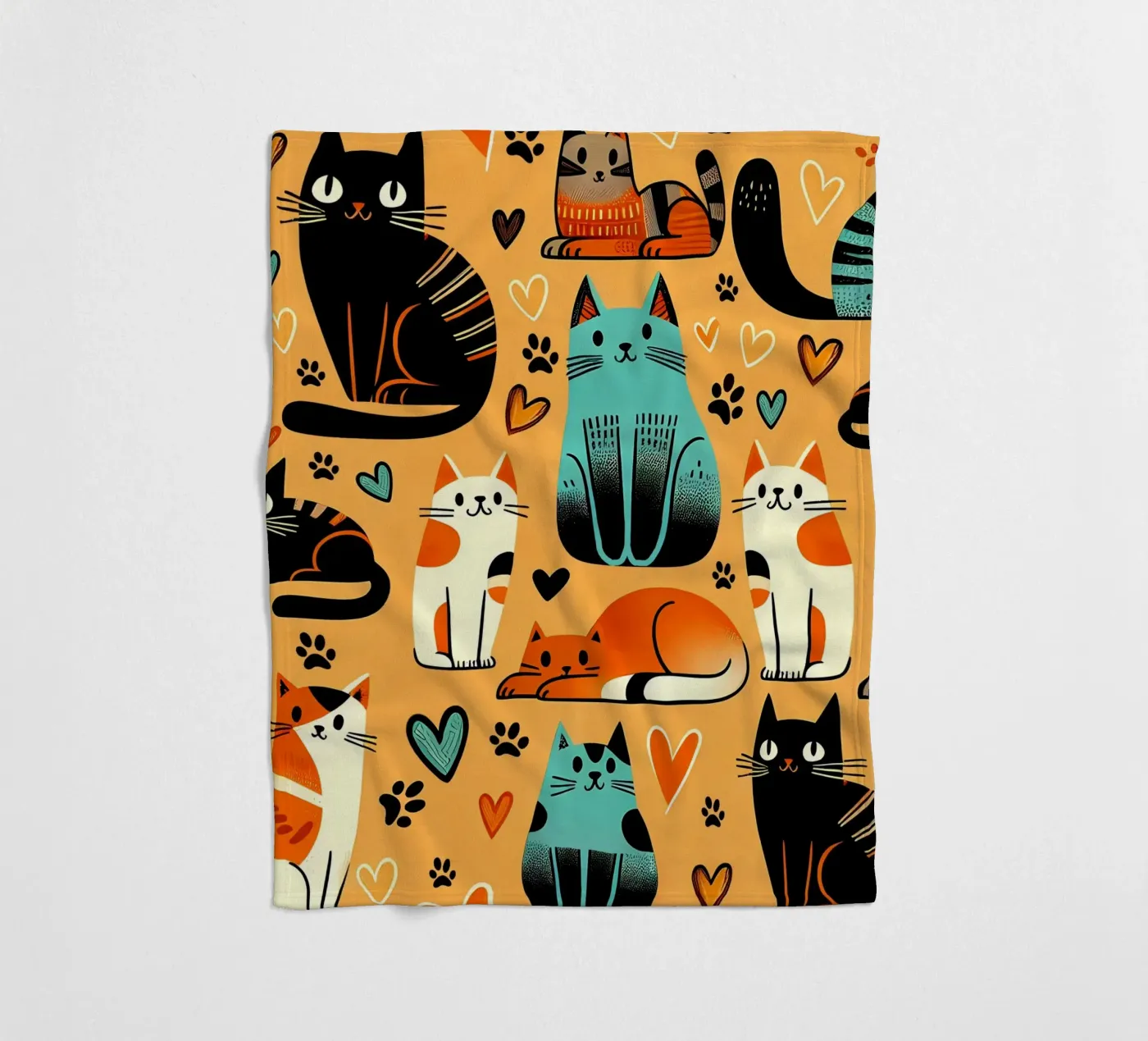 Cat Doodle Pattern fleecedeken van Happy Littles