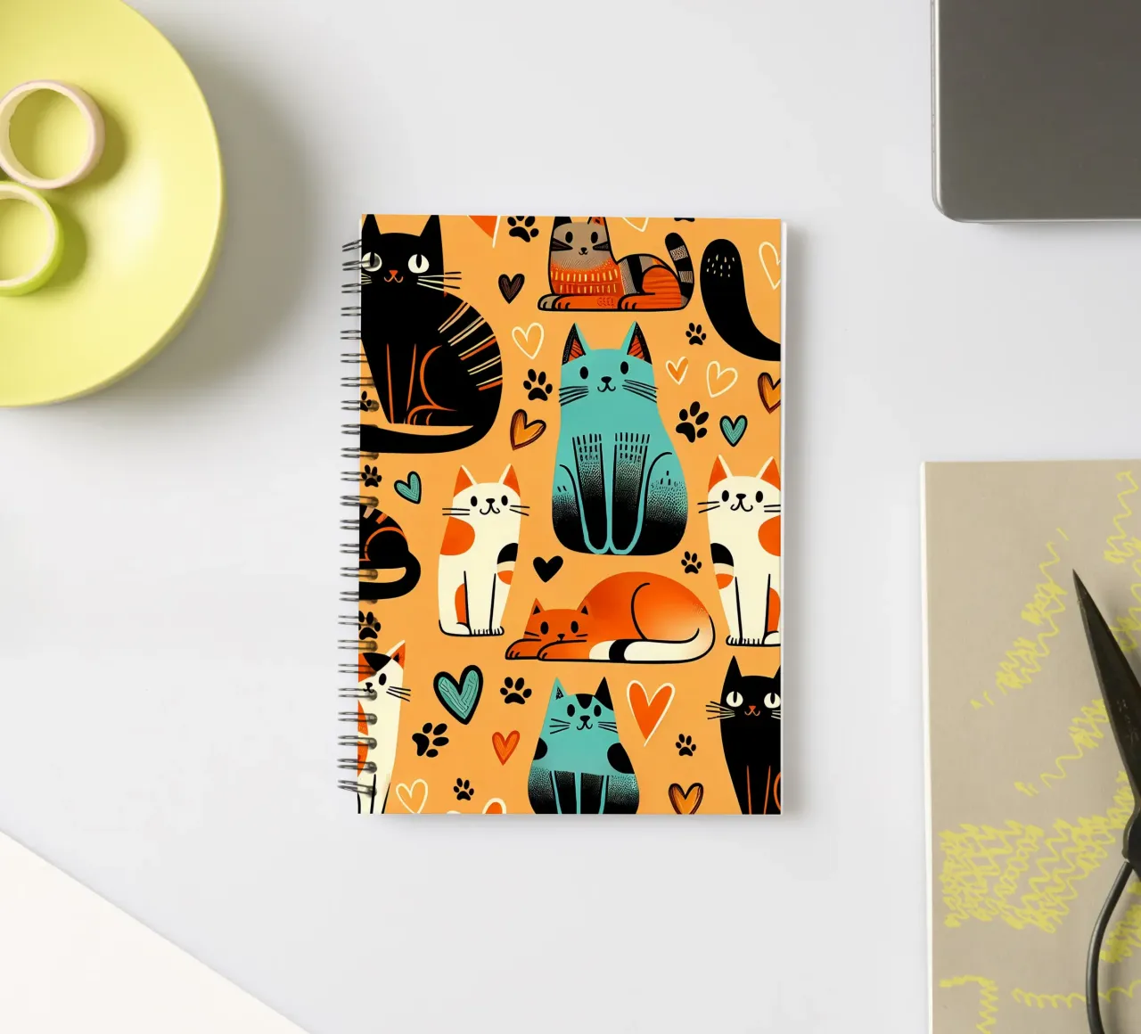 Cat Doodle Pattern spiral notebook by Happy Littles