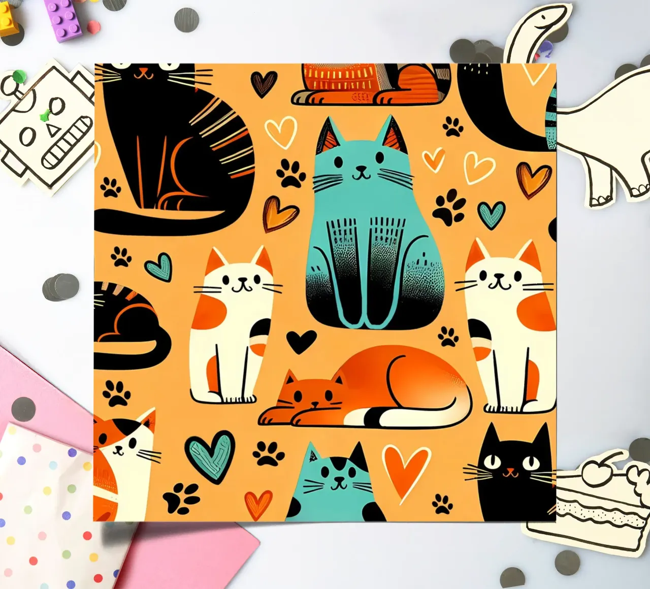 Cat Doodle Pattern sticker sheet by Happy Littles