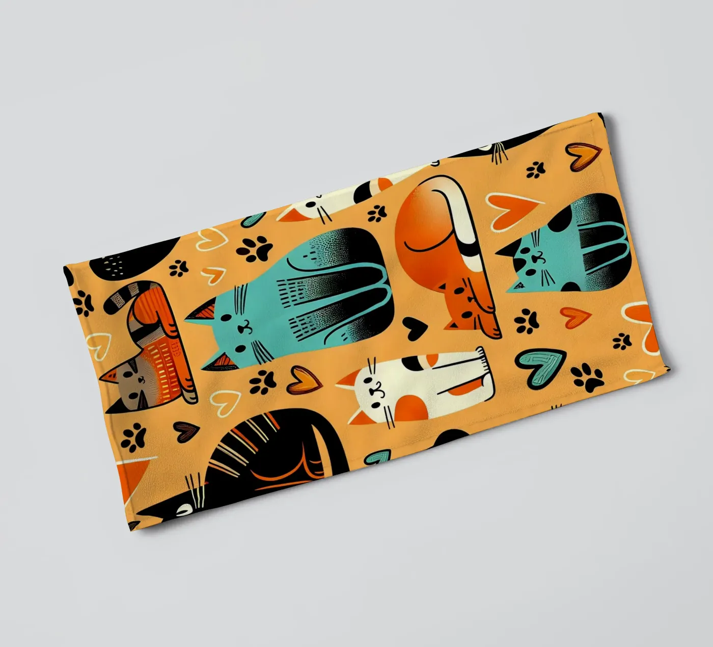 Cat Doodle Pattern towel by Happy Littles