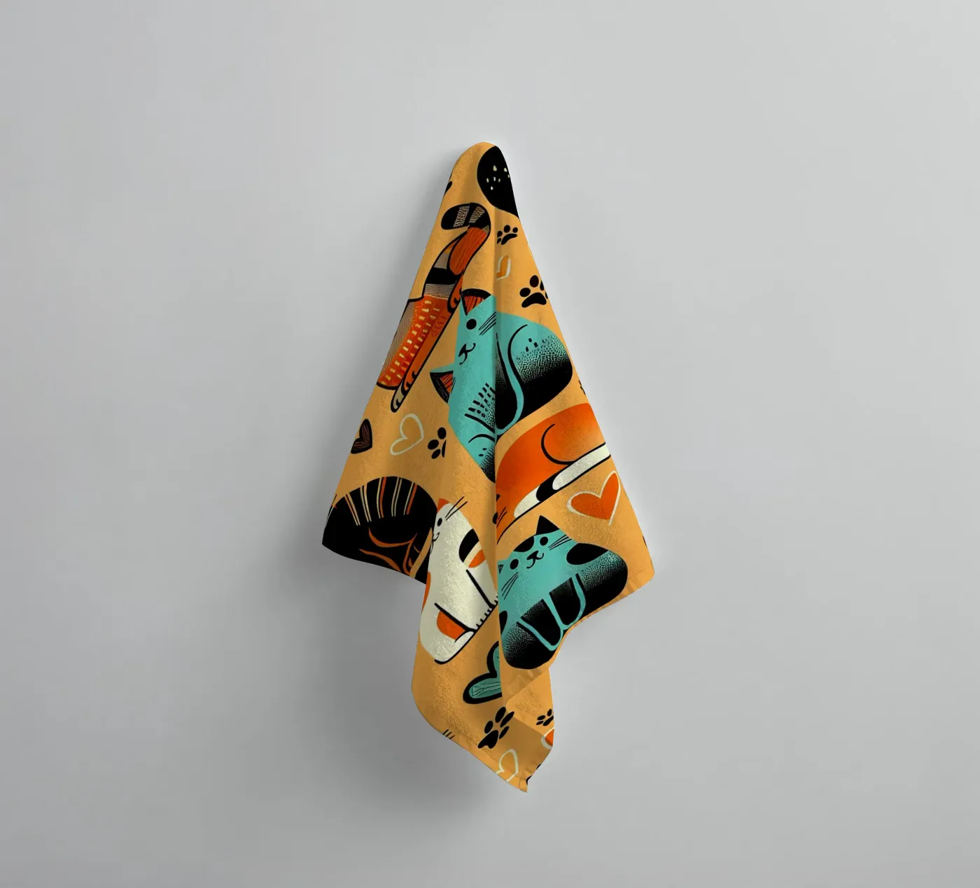 Cat Doodle Pattern towel by Happy Littles